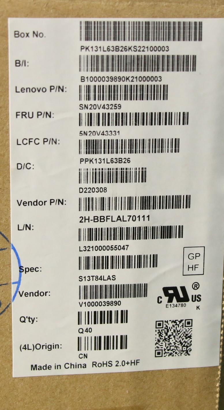 Lenovo Cmsk-Cs20,Bk-Bl,Pmx,La Spa - 5N20V43331