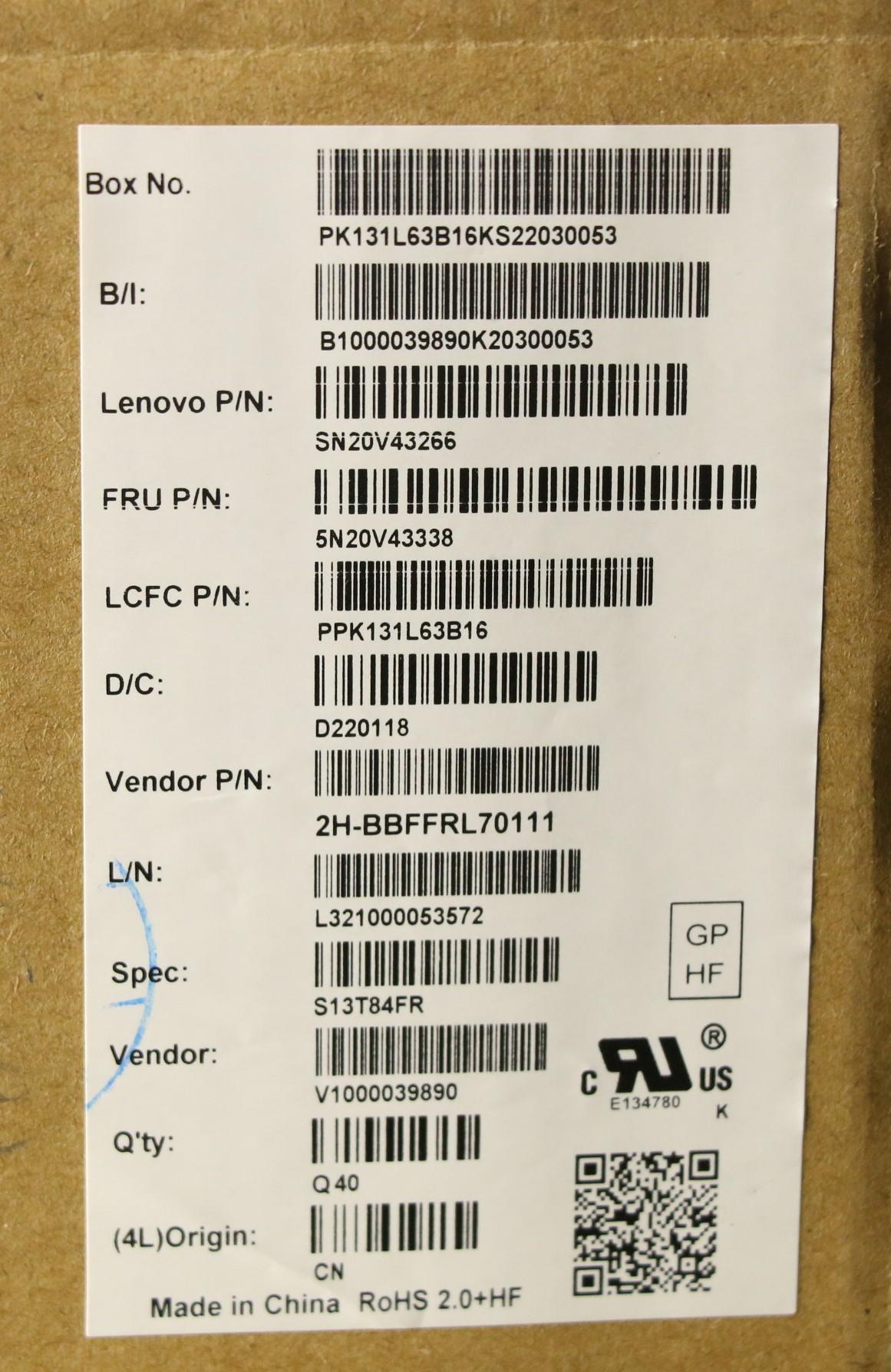 Lenovo Cmsk-Cs20,Bk-Bl,Pmx,Fra - 5N20V43338