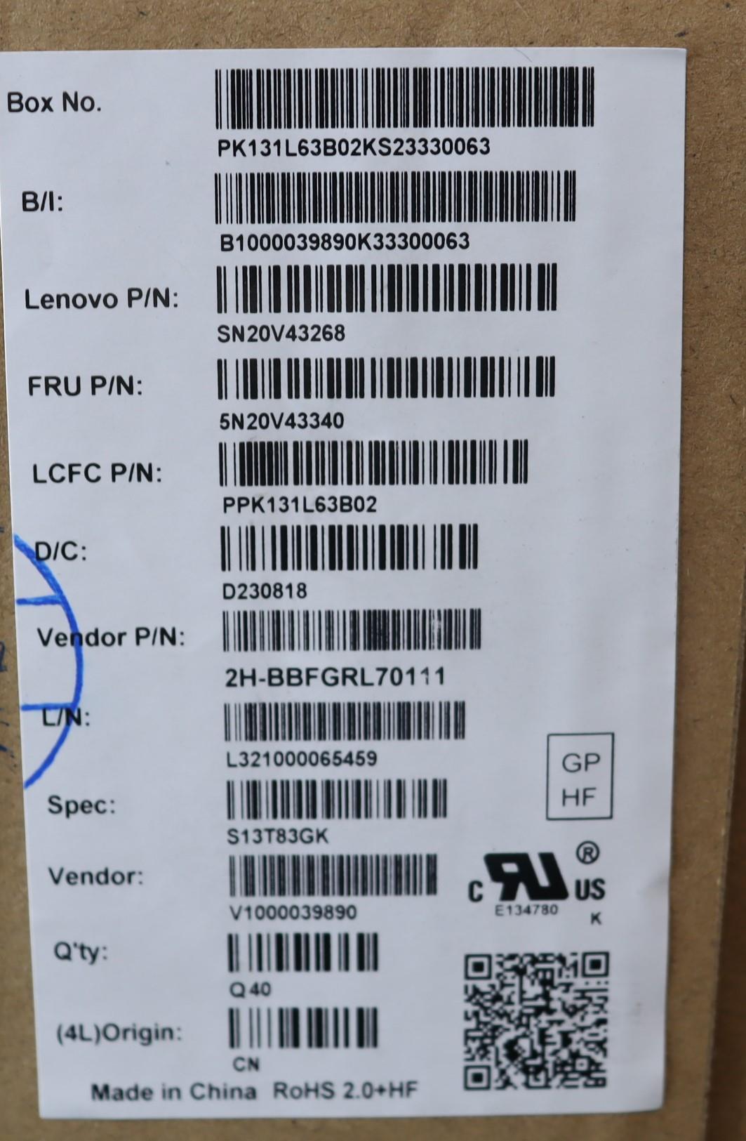 Lenovo Cmsk-Cs20,Bk-Bl,Pmx,Gre - 5N20V43340