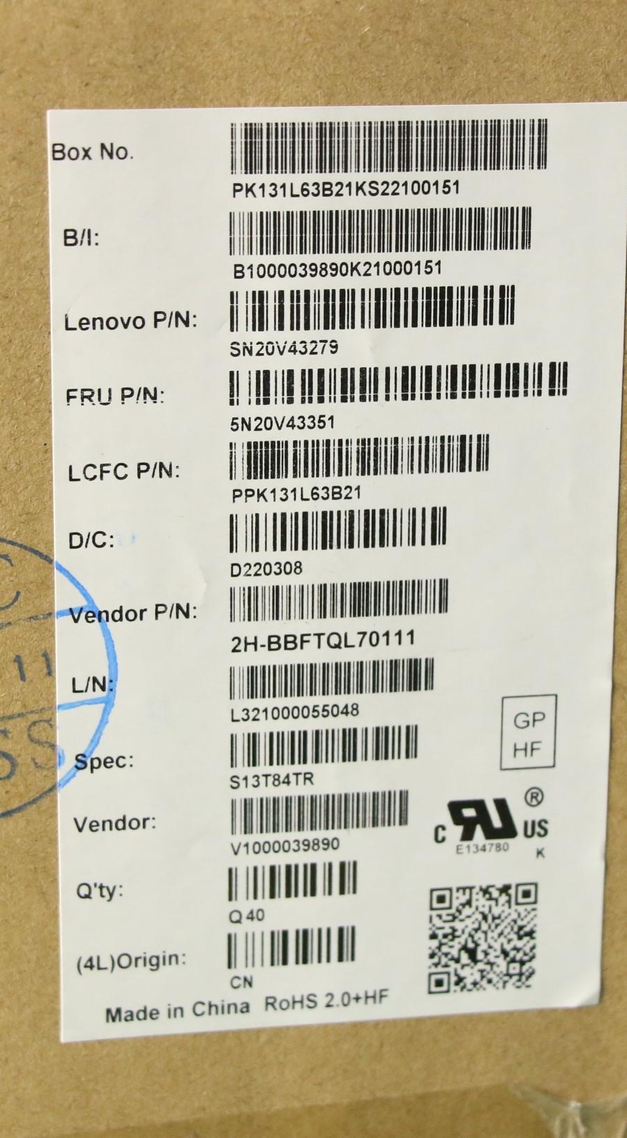 Lenovo Cmsk-Cs20,Bk-Bl,Pmx,Tur - 5N20V43351