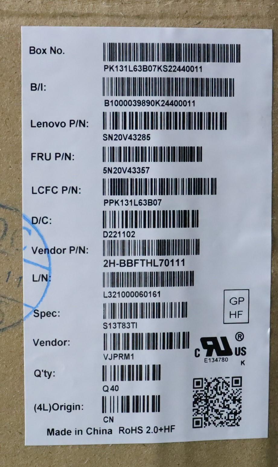 Lenovo Cmsk-Cs20,Bk-Bl,Pmx,Thai - 5N20V43357