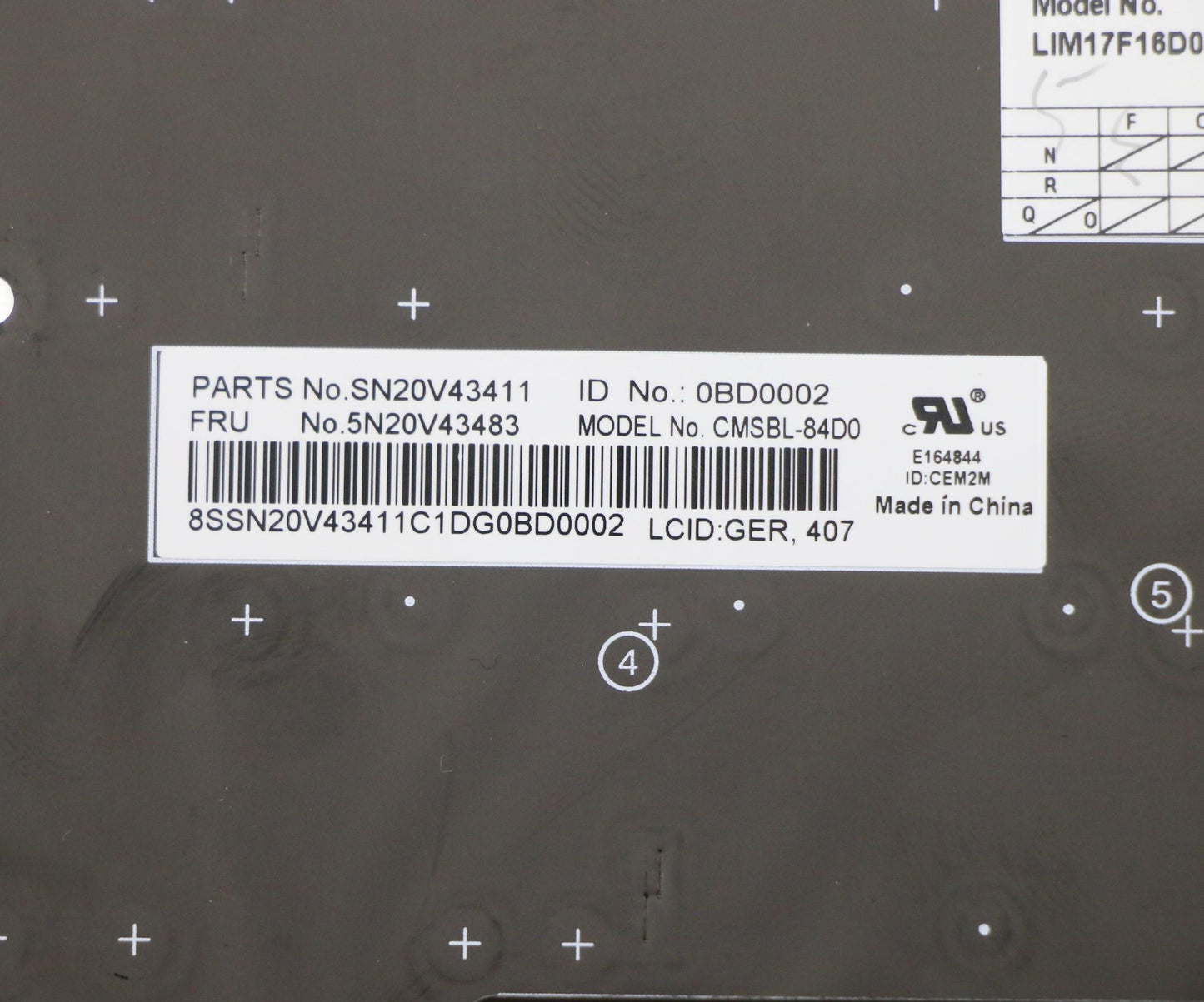 Lenovo Nb_Kyb Cmsk-Cs20Sv-Blchyger - 5N20V43483