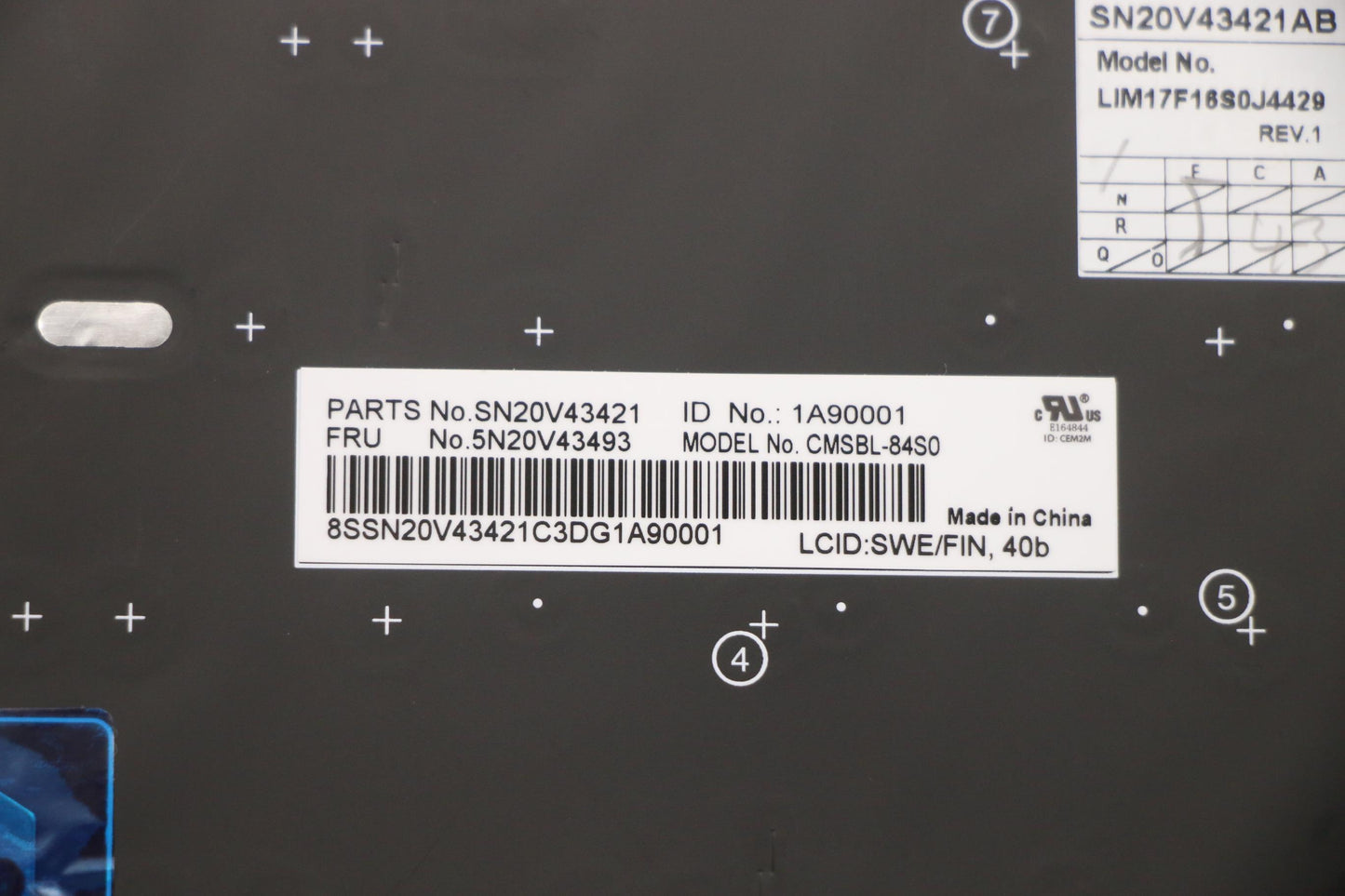 Lenovo Nb_Kyb Cmsk-Cs20Sv-Blchyswe/Fi - 5N20V43493