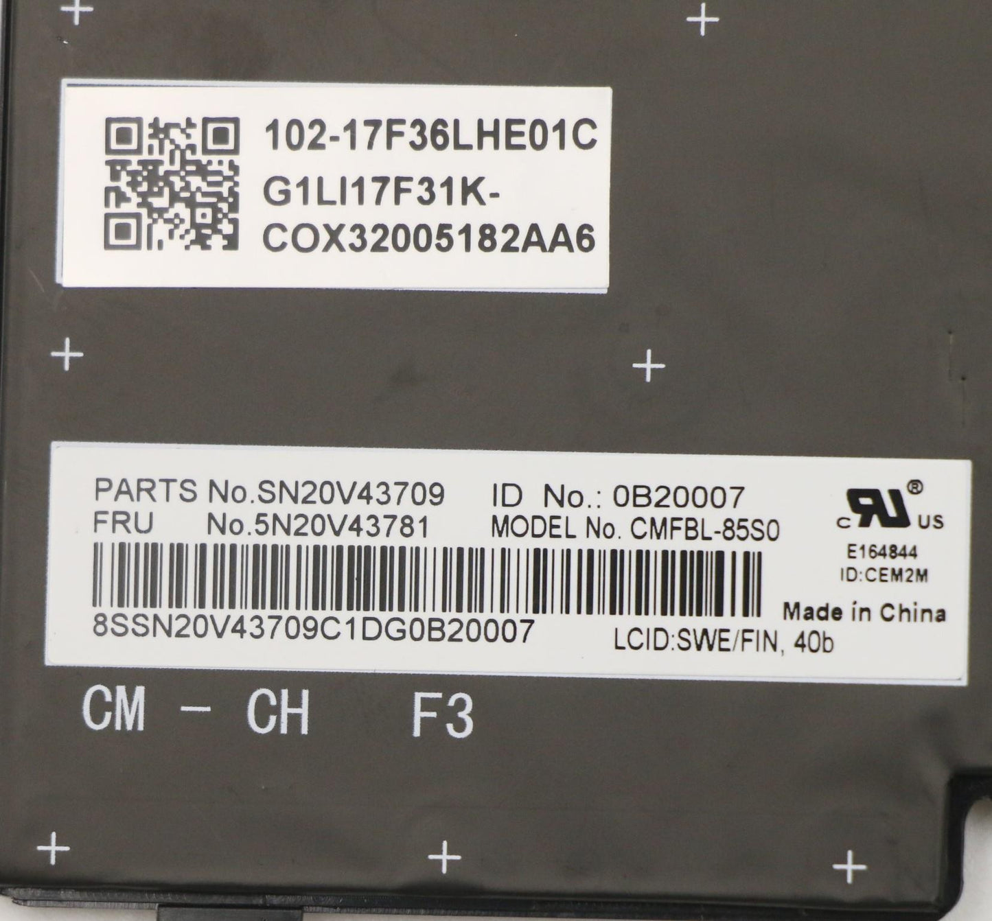 Lenovo Cmfl-Cs20,Bk-Bl,Chy,Swe/Fin - 5N20V43781