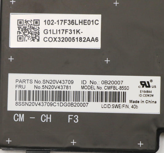Lenovo Cmfl-Cs20,Bk-Bl,Chy,Swe/Fin - 5N20V43781