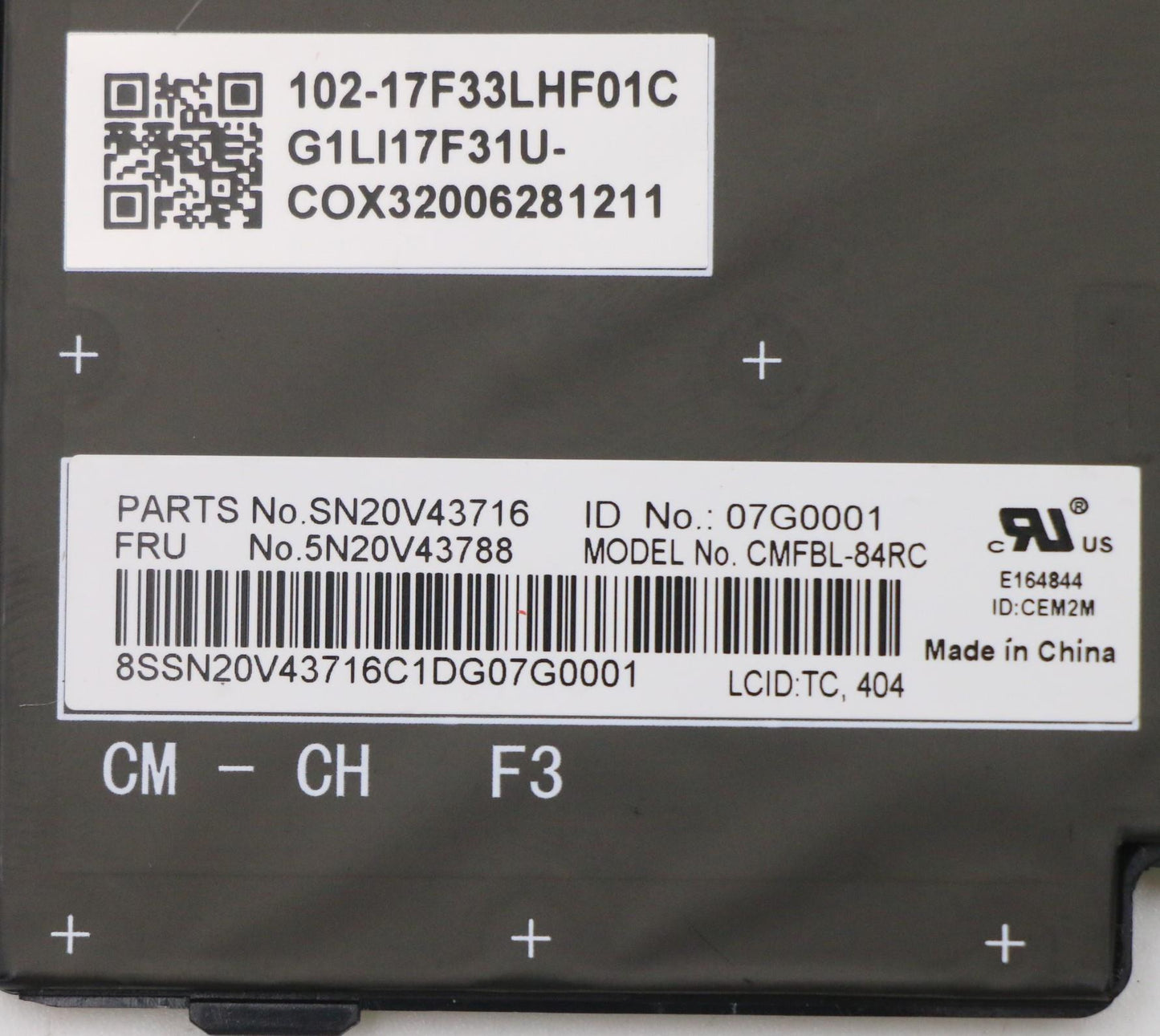 Lenovo Cmfl-Cs20,Bk-Bl,Chy,Tc - 5N20V43788