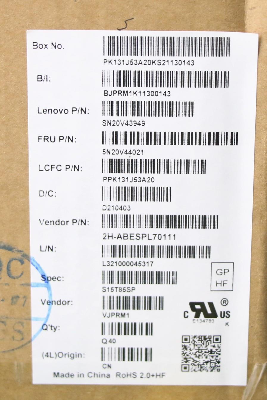 Lenovo Cmfl-Cs20,Bk-Nbl,Pmx,Spa - 5N20V44021