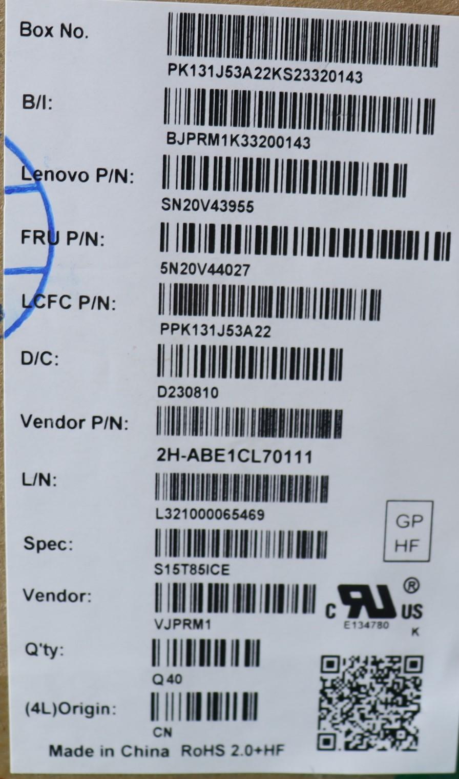 Lenovo Cmfl-Cs20,Bk-Nbl,Pmx,Ild - 5N20V44027