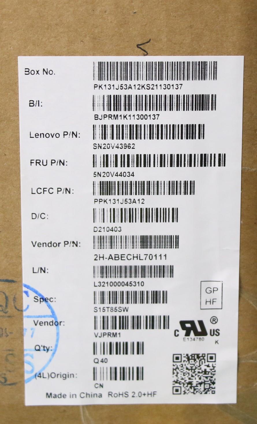 Lenovo Cmfl-Cs20,Bk-Nbl,Pmx,Sws - 5N20V44034