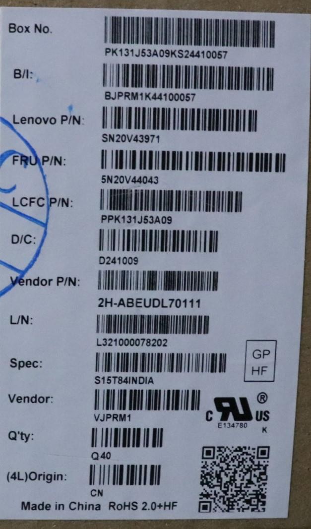 Lenovo Cmfl-Cs20,Bk-Nbl,Pmx,Ind Eng - 5N20V44043