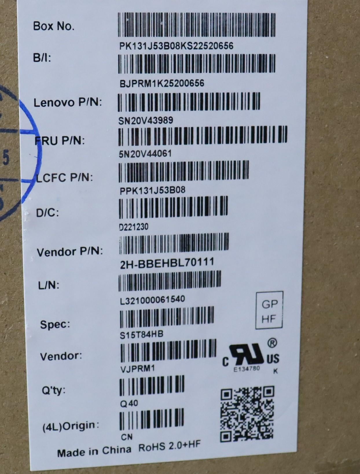 Lenovo Cmfl-Cs20,Bk-Bl,Pmx,Hbw - 5N20V44061