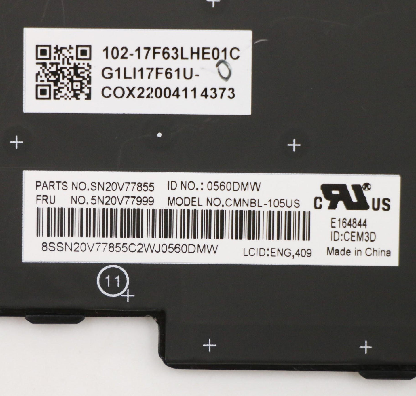 Lenovo Internal Keyboard, USA English, Black, Backlight, with Number Pad - 5N20V77999