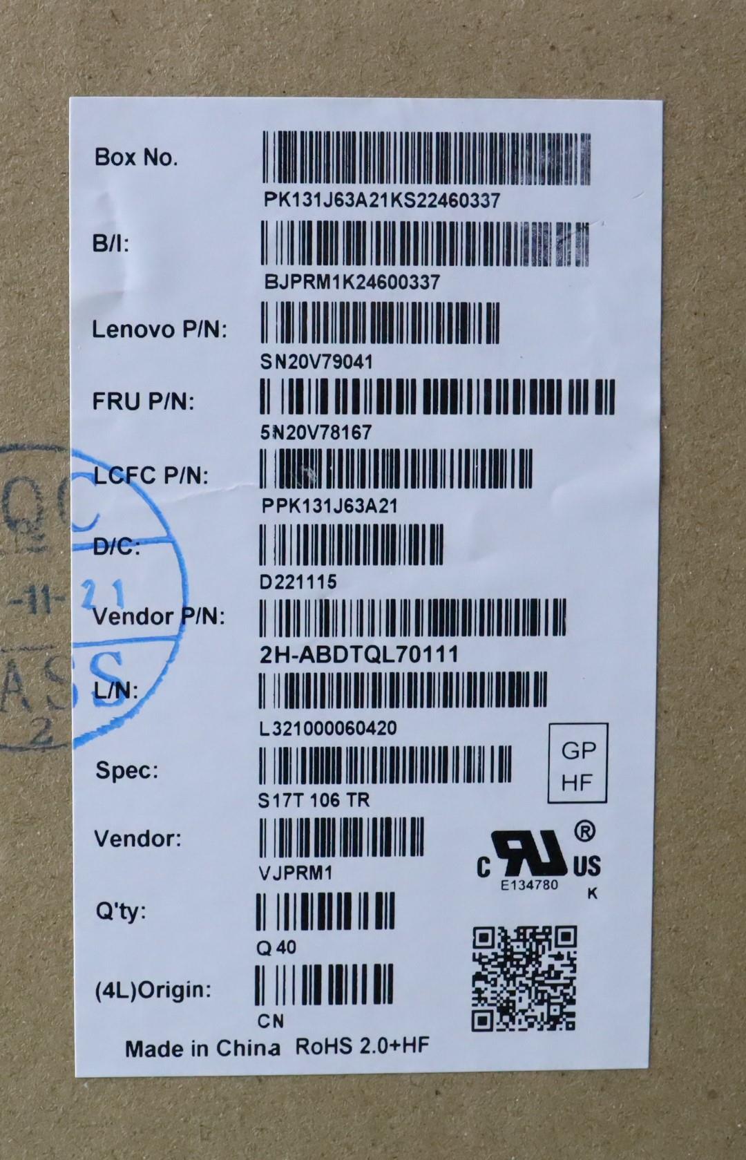 Lenovo Cmnm-Cs20,Bk-Nbl,Pxm,Tur - 5N20V78167