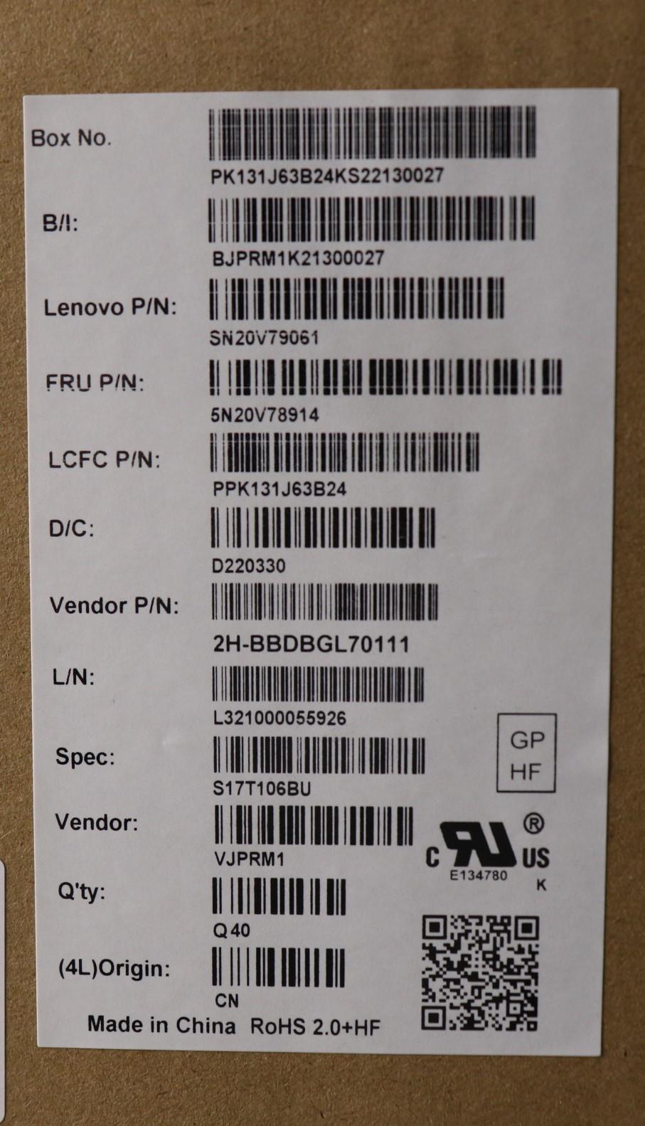 Lenovo Cmnm-Cs20,Bk-Bl,Pmx,Bul - 5N20V78914