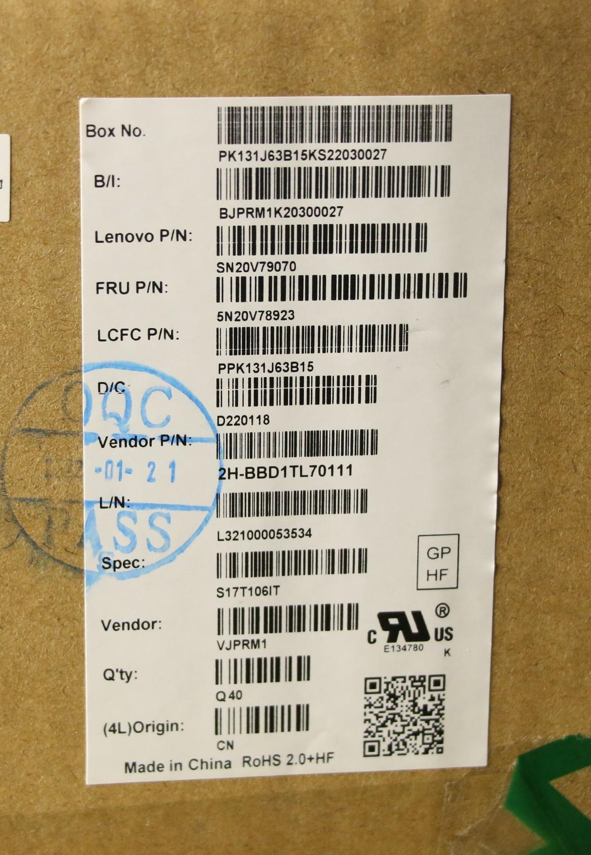 Lenovo Cmnm-Cs20,Bk-Bl,Pmx,Ita - 5N20V78923