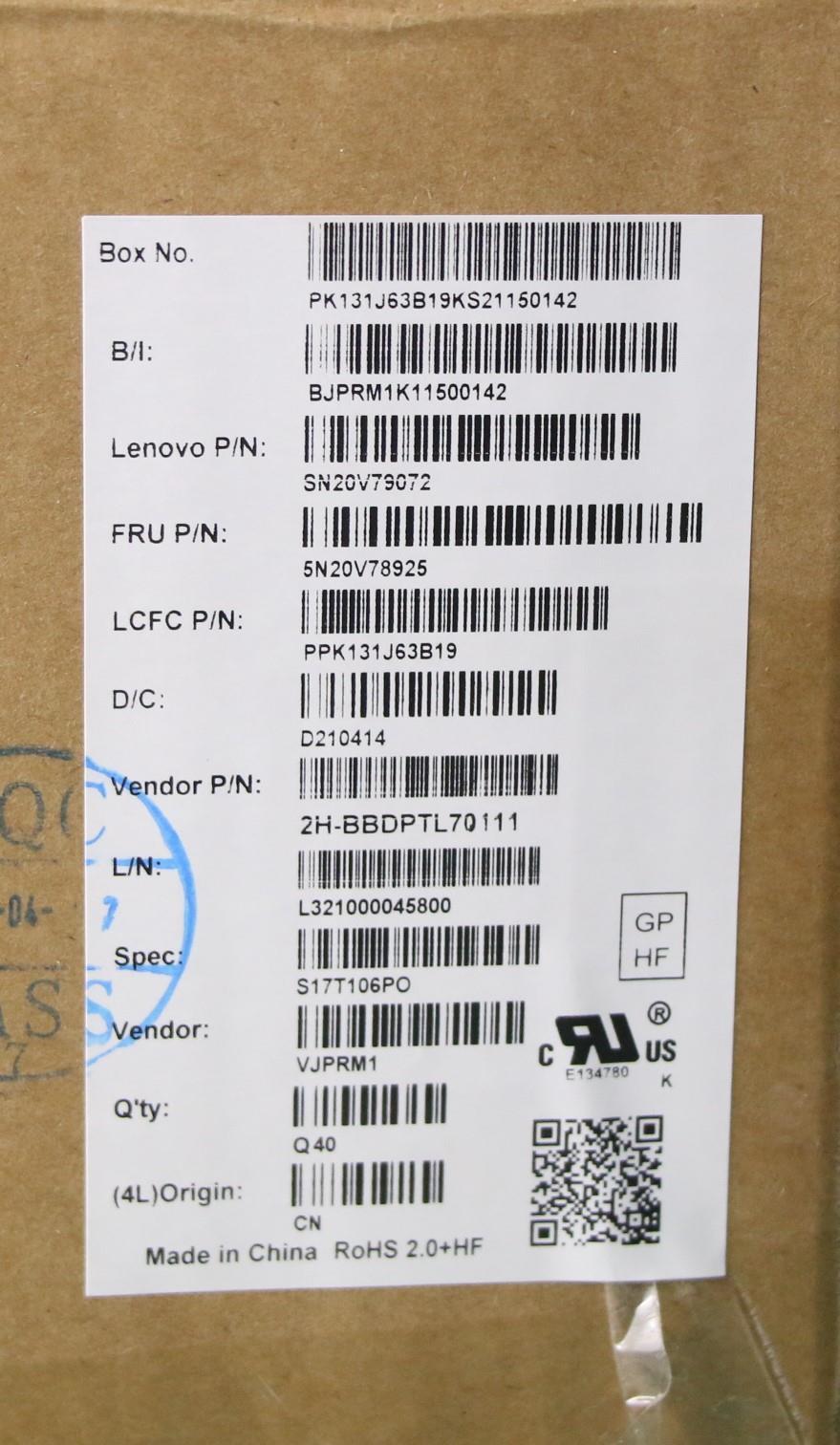 Lenovo Cmnm-Cs20,Bk-Bl,Pmx,Por - 5N20V78925