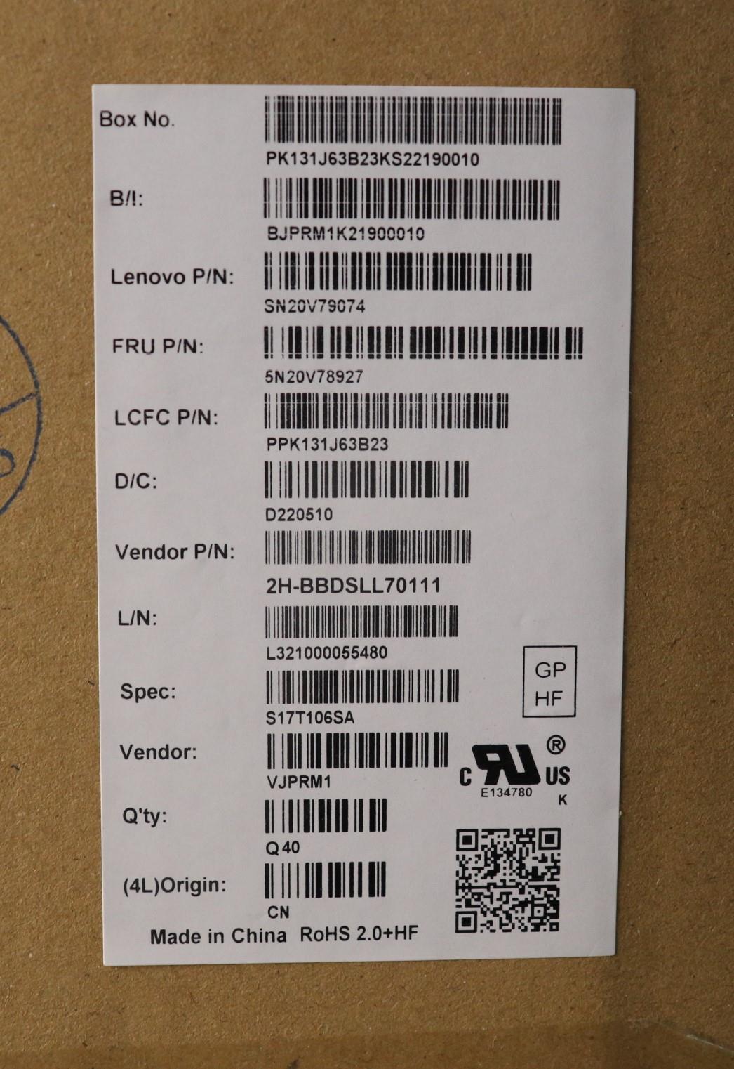 Lenovo Cmnm-Cs20,Bk-Bl,Pmx,Slv - 5N20V78927