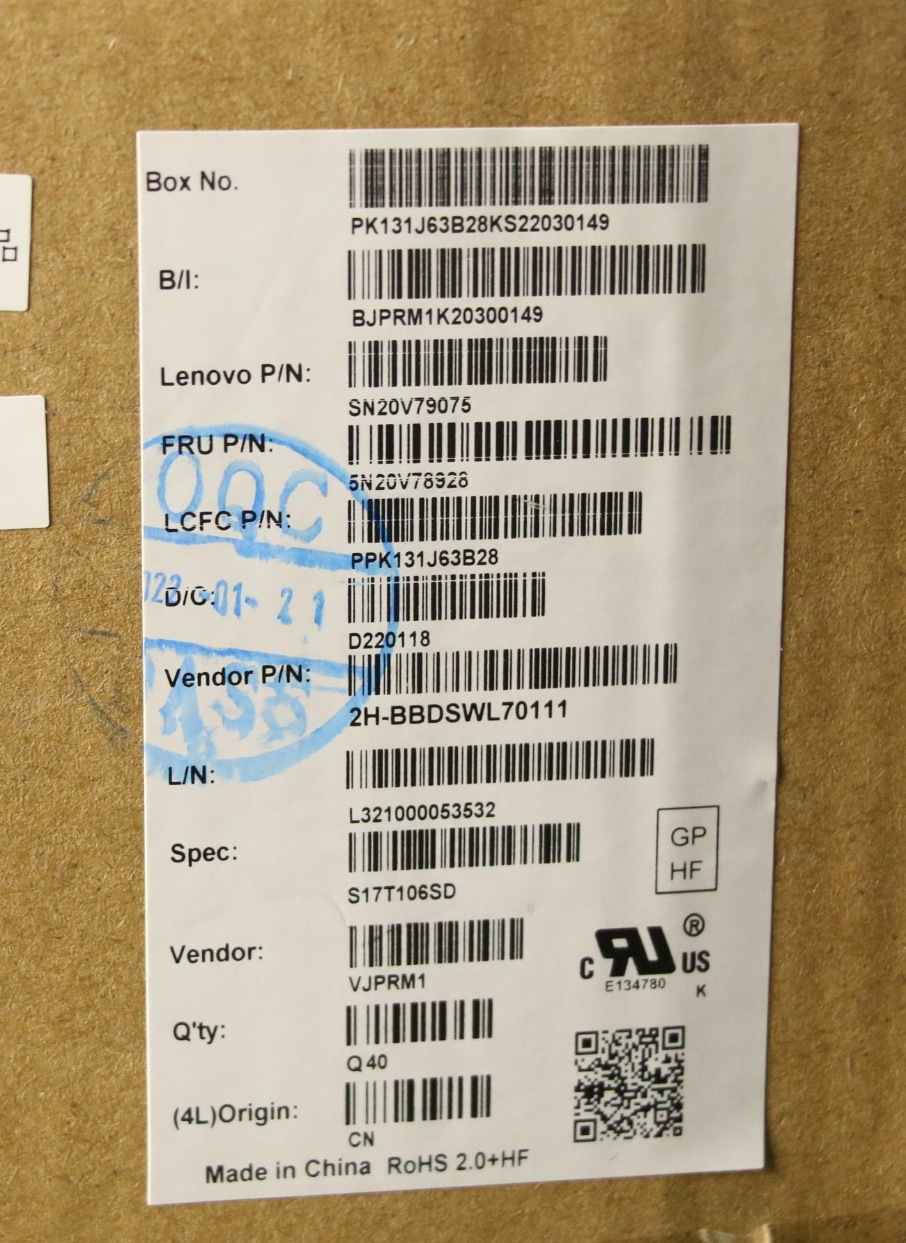 Lenovo Cmnm-Cs20,Bk-Bl,Pmx,Swe/Fin - 5N20V78928