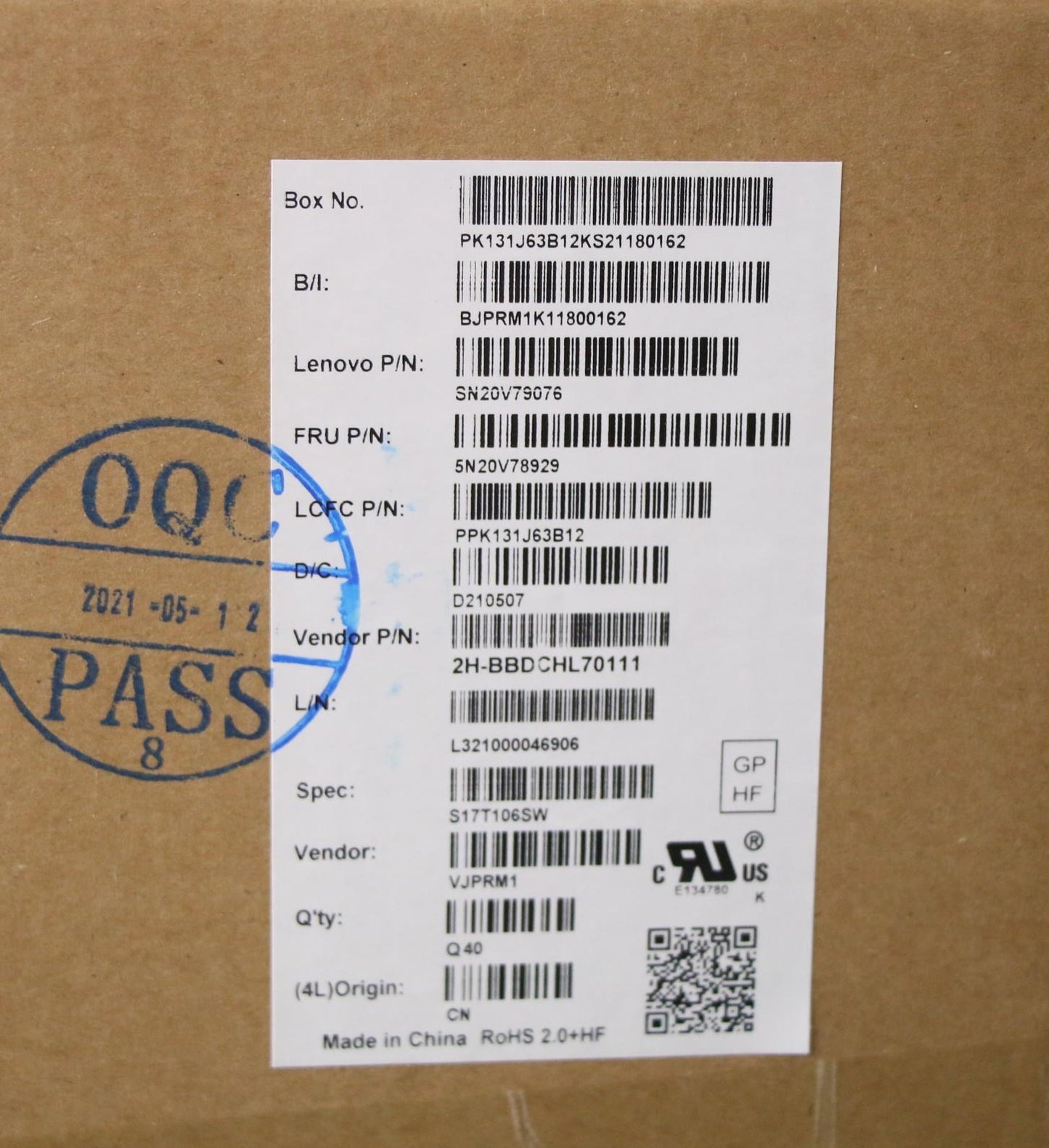 Lenovo Cmnm-Cs20,Bk-Bl,Pmx,Sws - 5N20V78929
