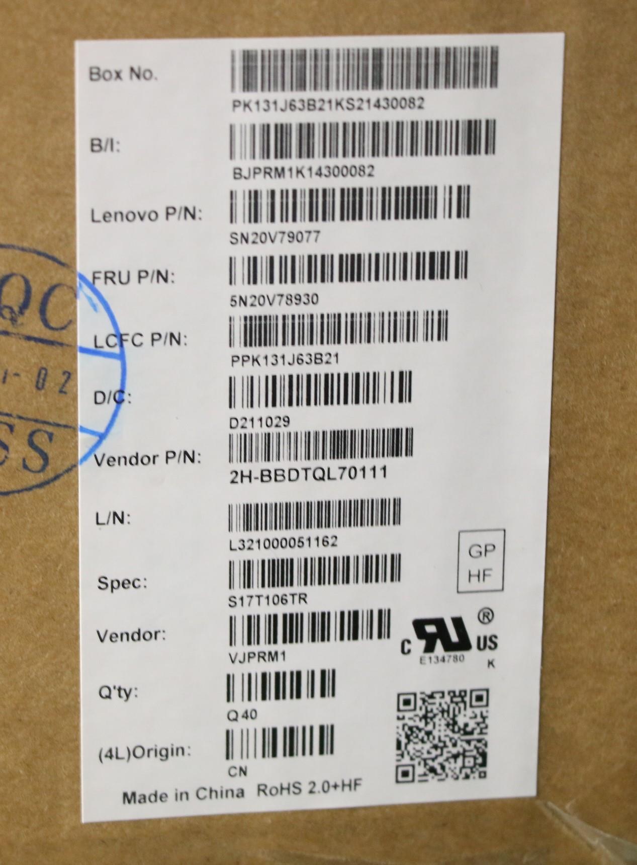 Lenovo Cmnm-Cs20,Bk-Bl,Pmx,Tur - 5N20V78930