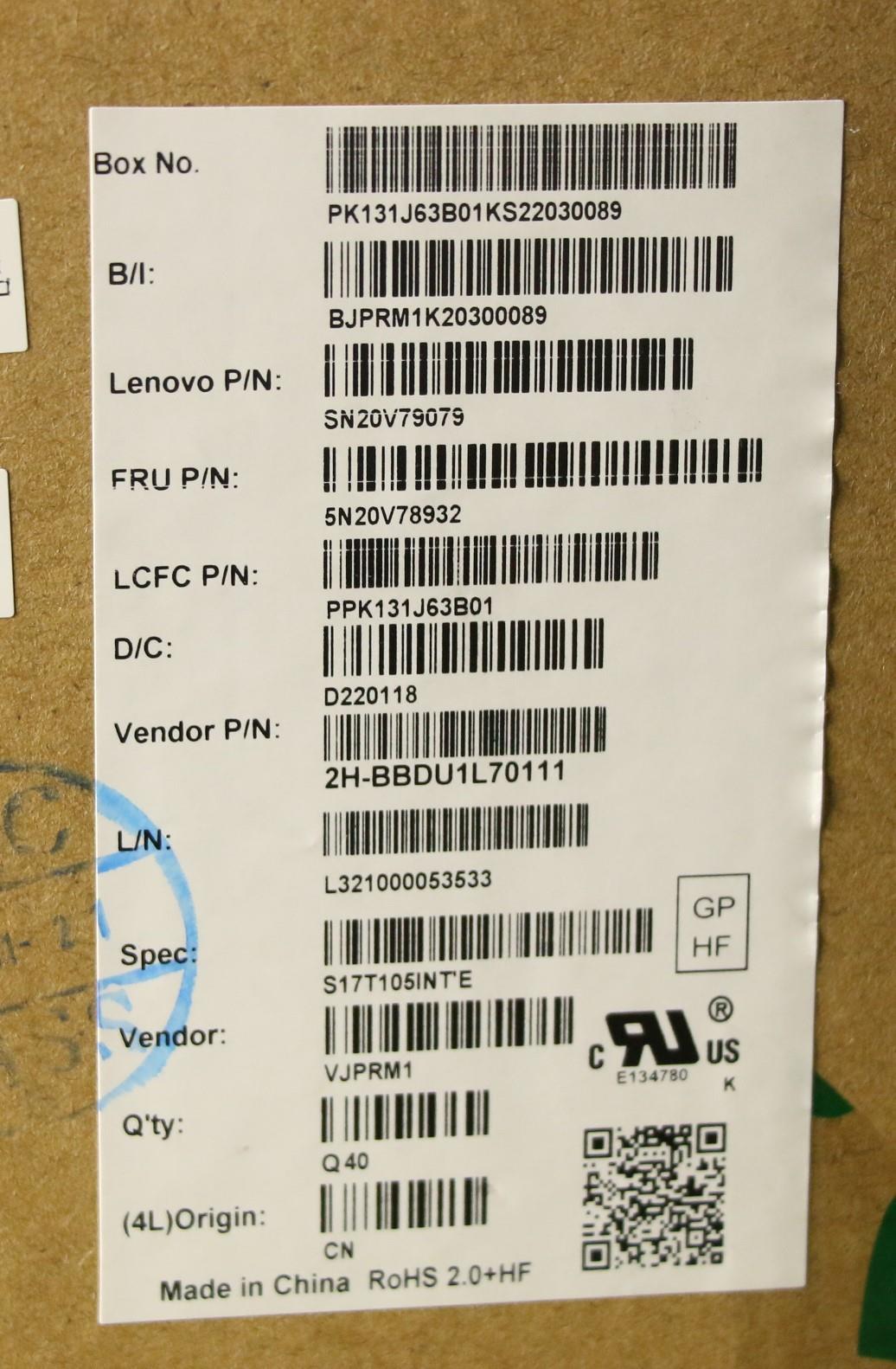 Lenovo Cmnm-Cs20,Bk-Bl,Pmx,Euro Eng - 5N20V78932