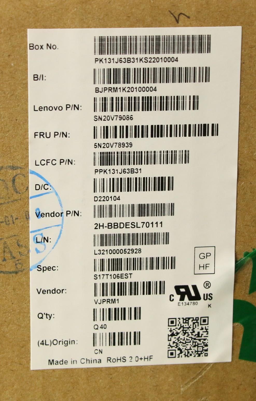 Lenovo Cmnm-Cs20,Bk-Bl,Pmx,Est - 5N20V78939