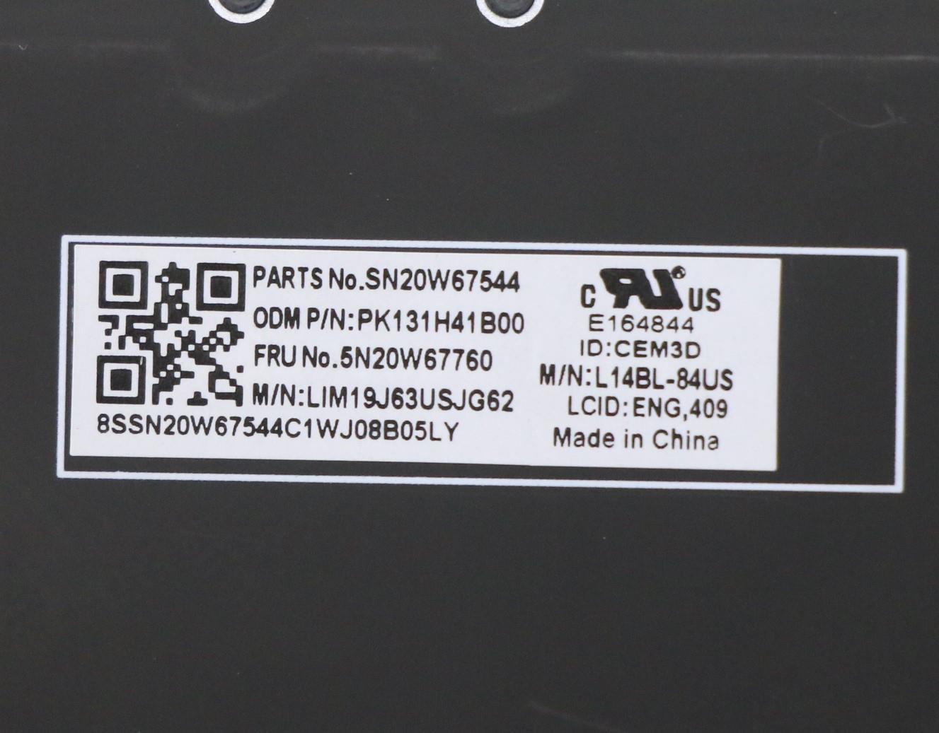 Lenovo - Keyboard, Full, English, Backlit, Black - 5N20W67760