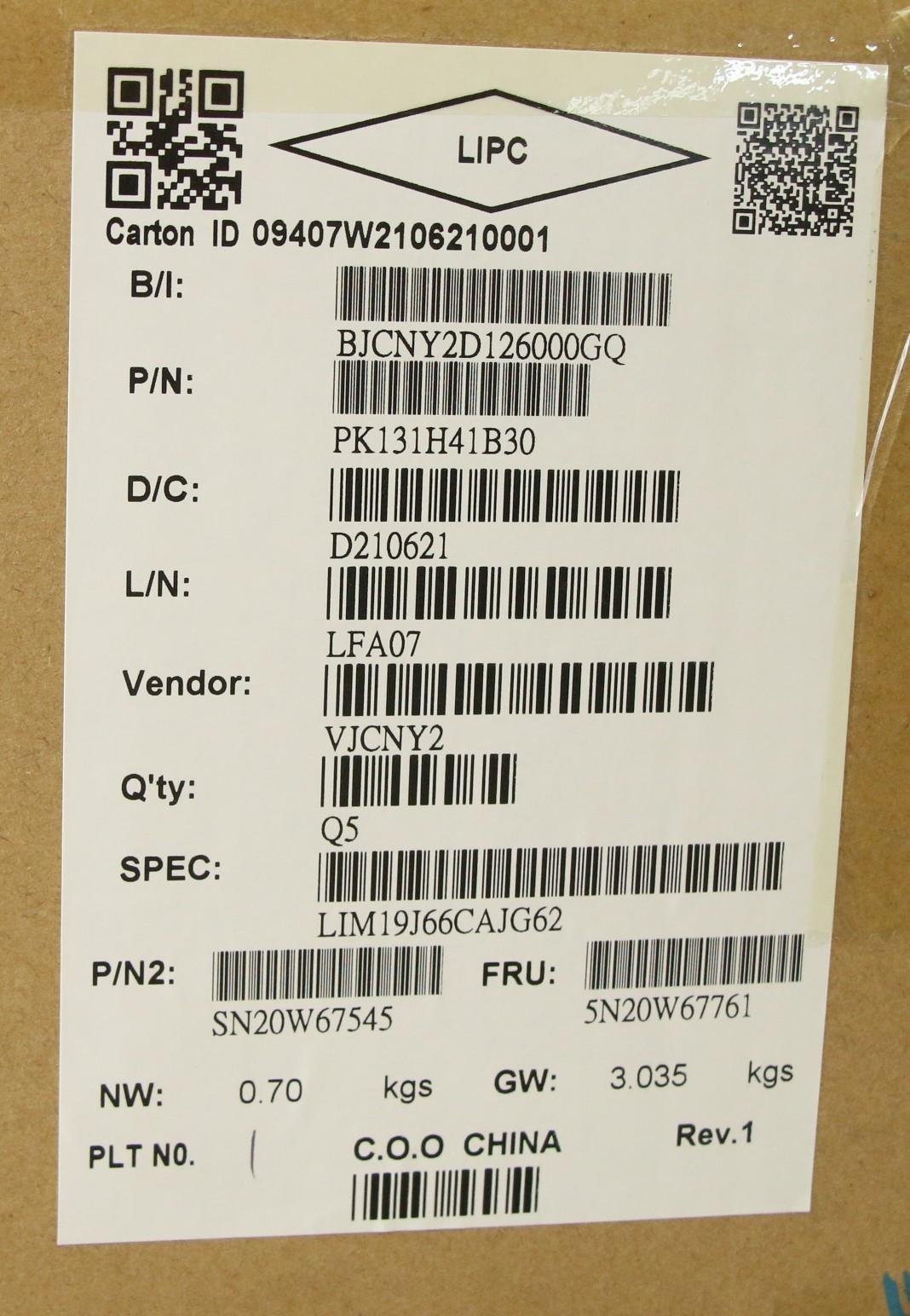 Lenovo Keyboard, Internal - 5N20W67761