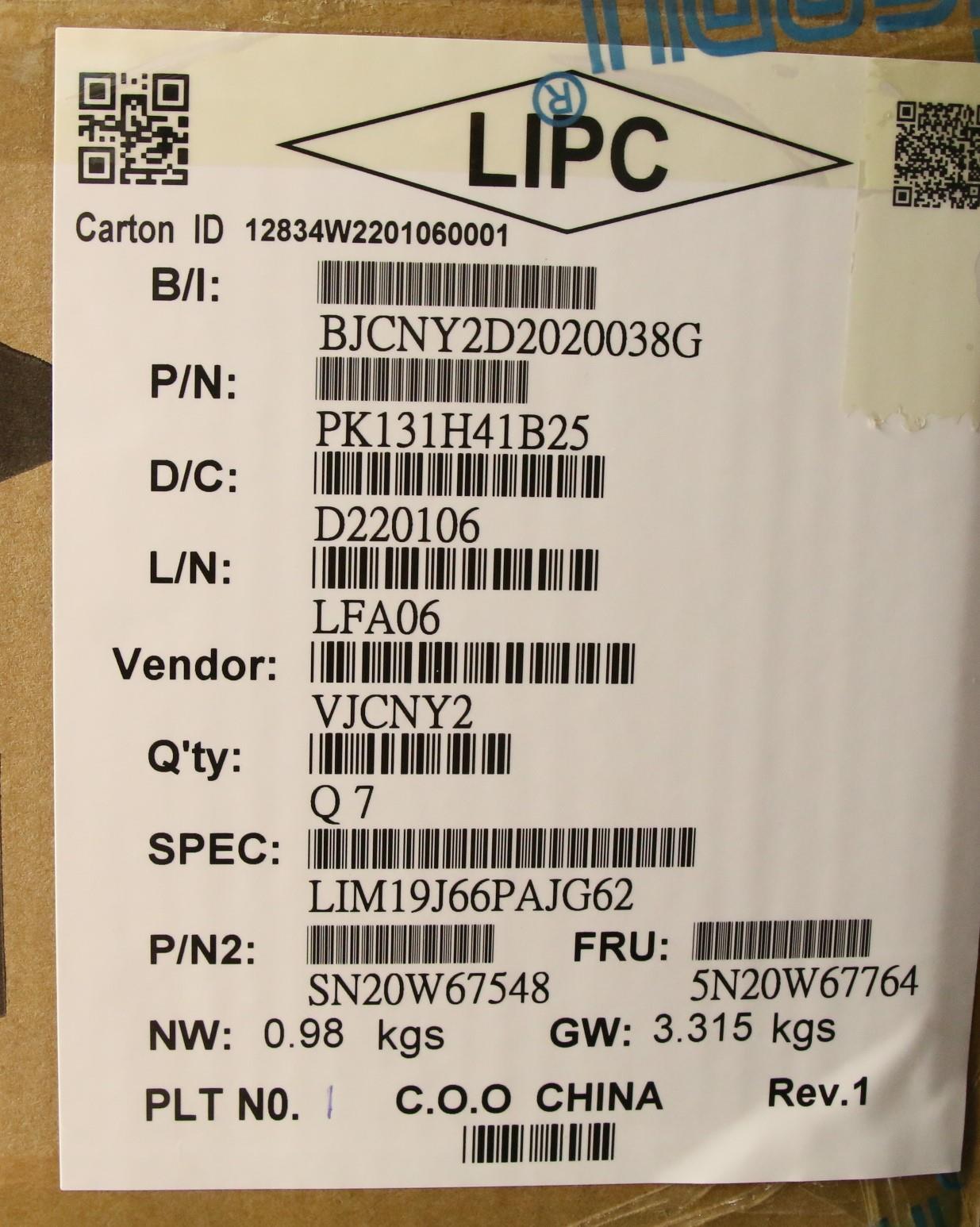 Lenovo Keyboard, Internal - 5N20W67764