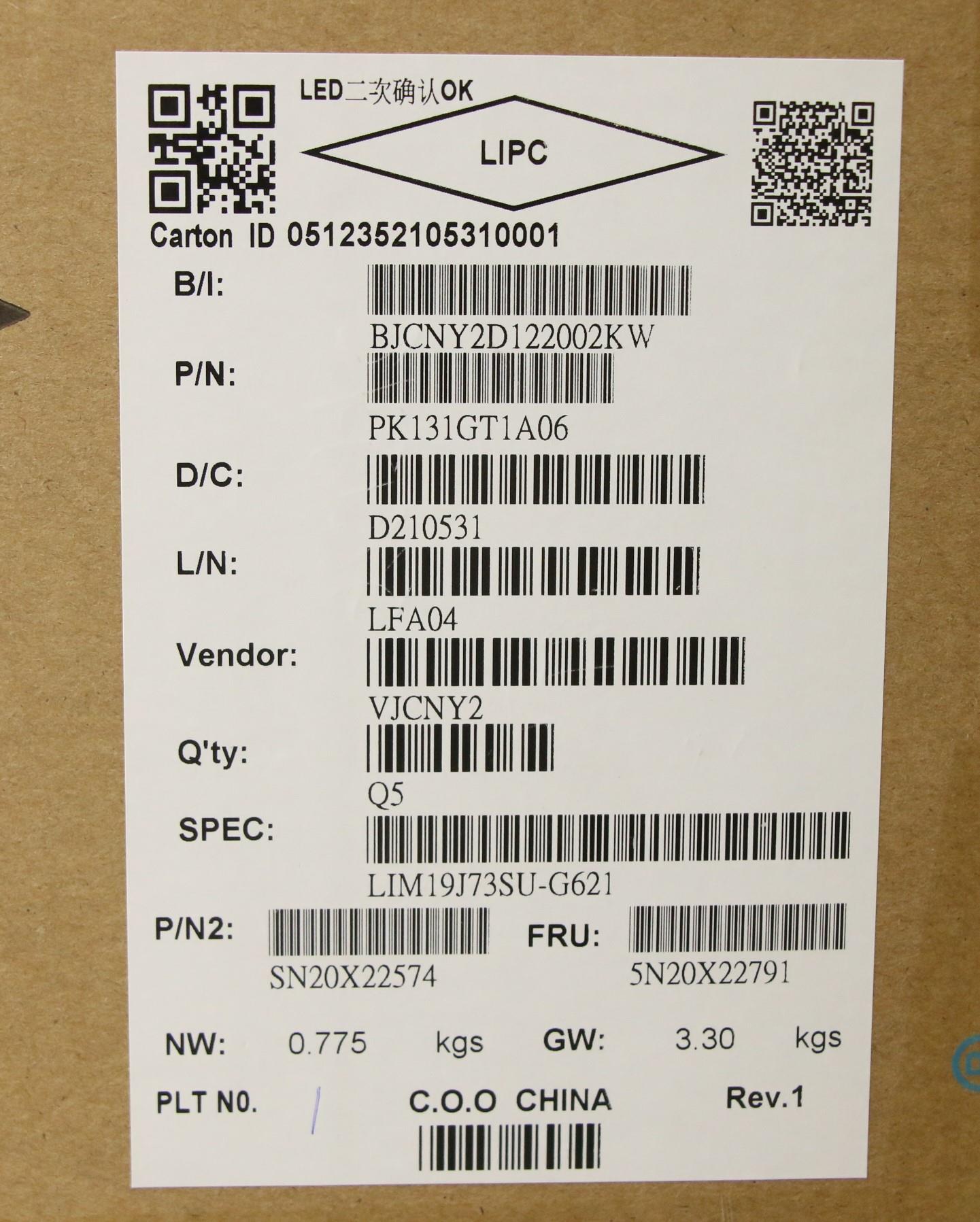 Lenovo Keyboard, Internal - 5N20X22791
