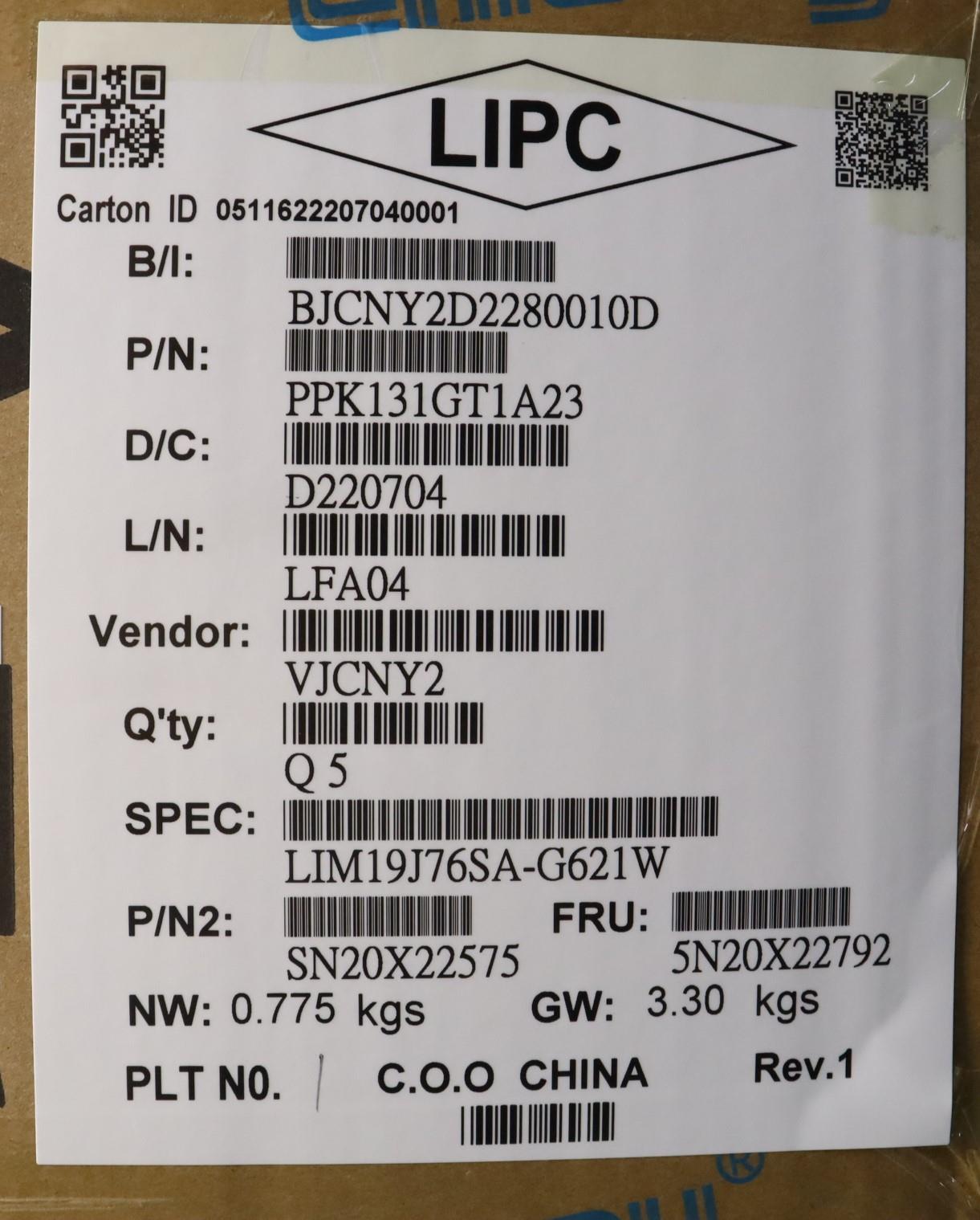 Lenovo Keyboard, Internal - 5N20X22792