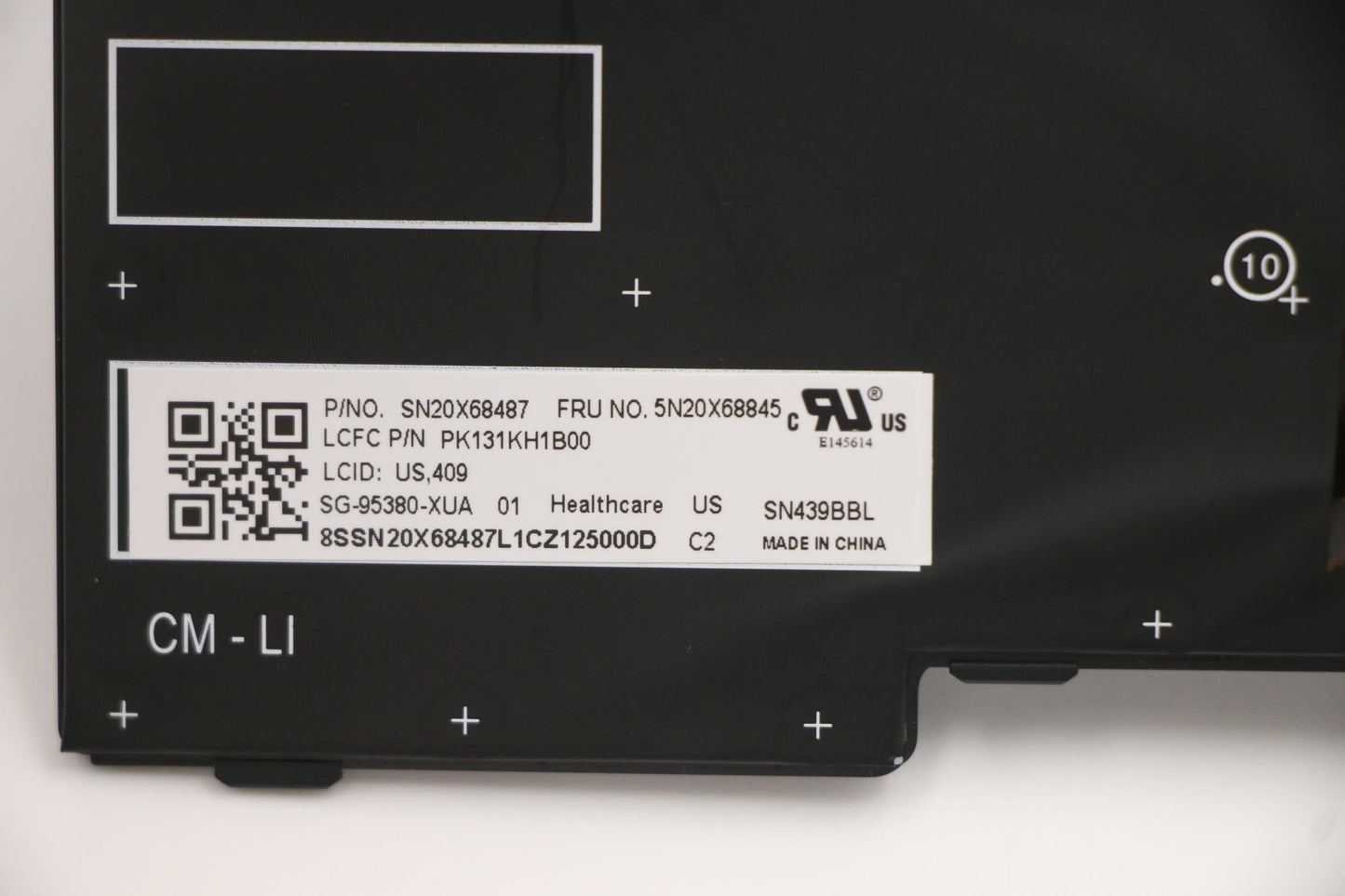 Lenovo Internal Keyboard, USA English, Black, Backlight - 5N20X68845