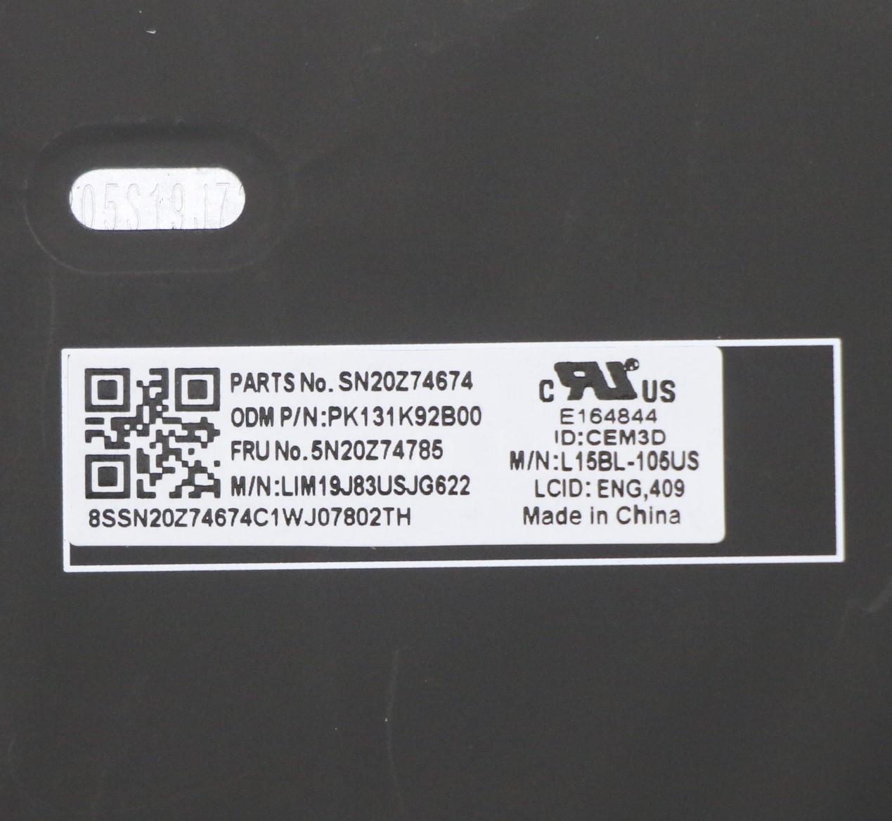 Lenovo FRU CS20P Keyboard with Number Pad, Backlight Chicony, USA English @ - 5N20Z74785