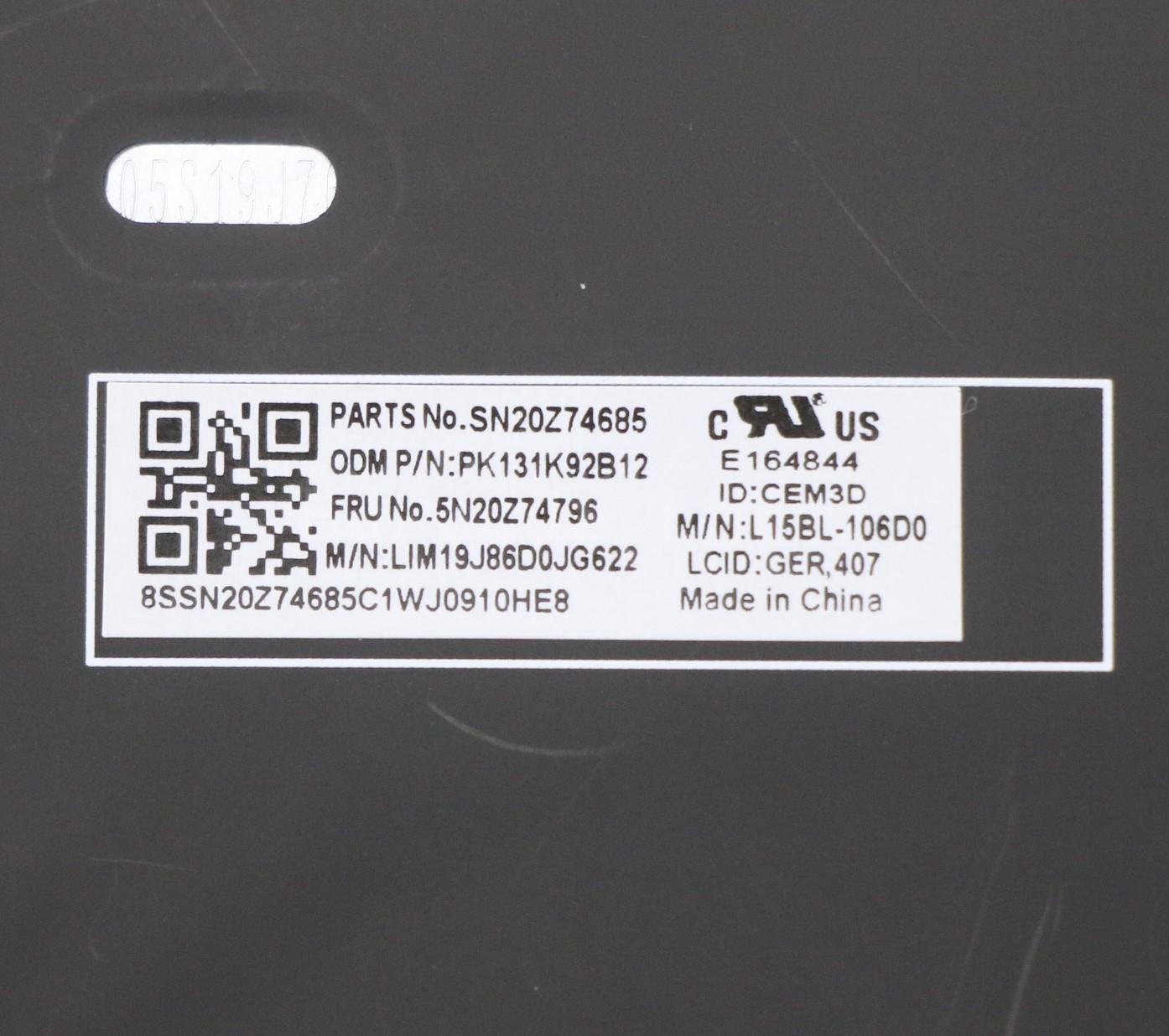 Lenovo Keyboard, Internal - 5N20Z74796