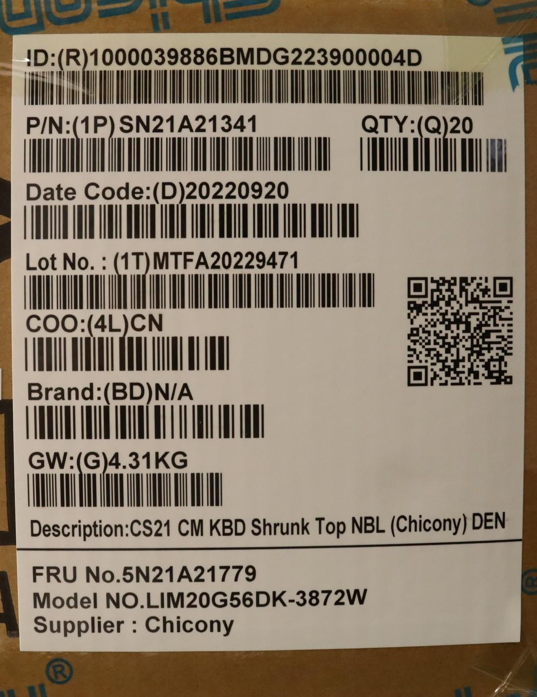 Lenovo Nb_Kyb Cs21Kbd Sktop Chy,Nbl,B - 5N21A21779