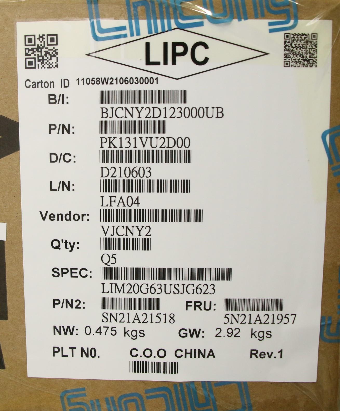 Lenovo Internal Keyboard, Shrunk Top, Backlight, Gray, US English - 5N21A21957