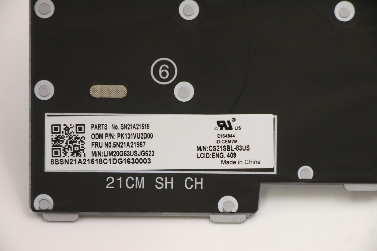 Lenovo Internal Keyboard, Shrunk Top, Backlight, Gray, US English - 5N21A21957