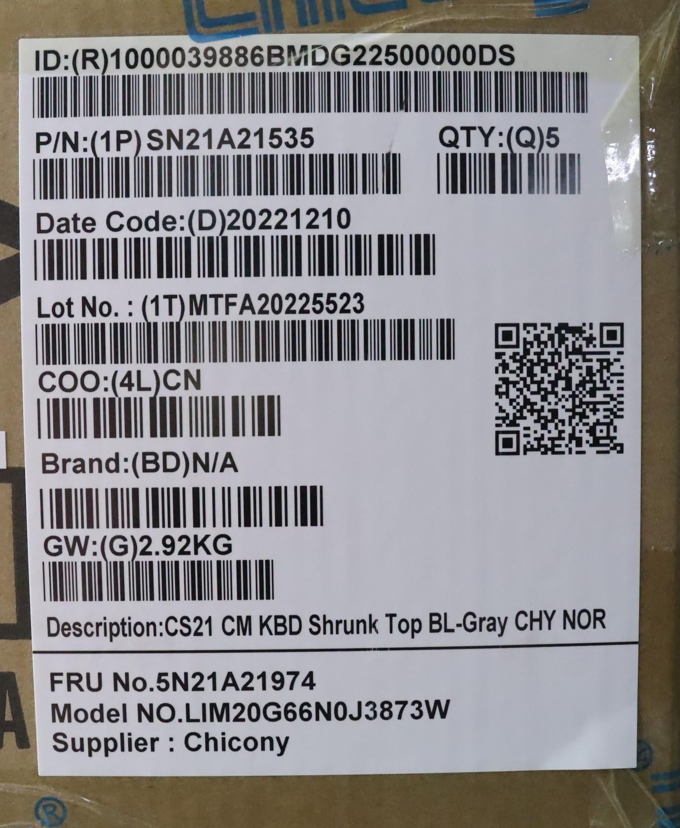 Lenovo Nb_Kyb Cs21Kbd Sktop Chy,Bl,Gr - 5N21A21974