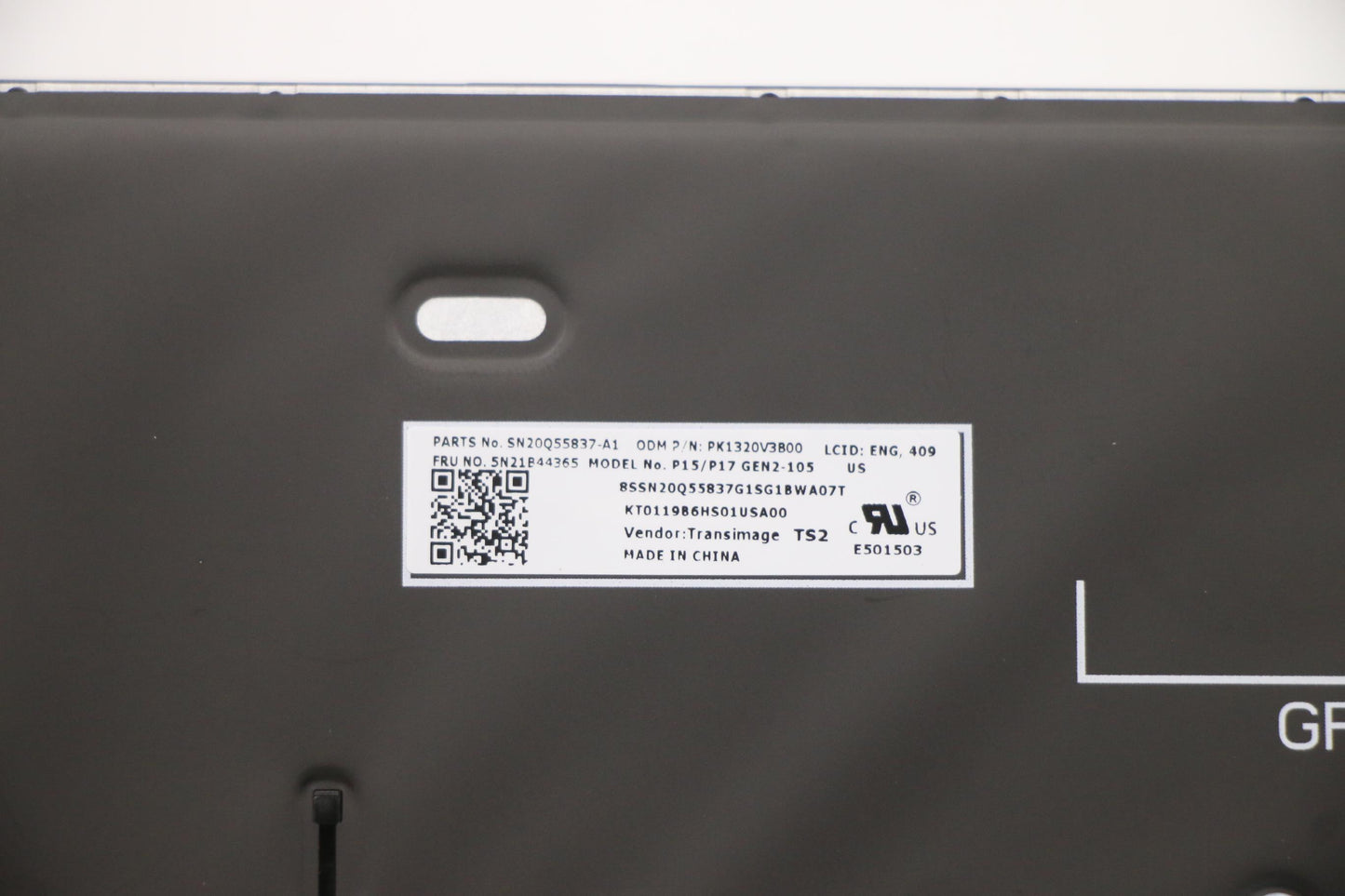 Lenovo Internal Keyboard, USA English, Black, Backlit, with Numeric Keypad - 5N21B44365