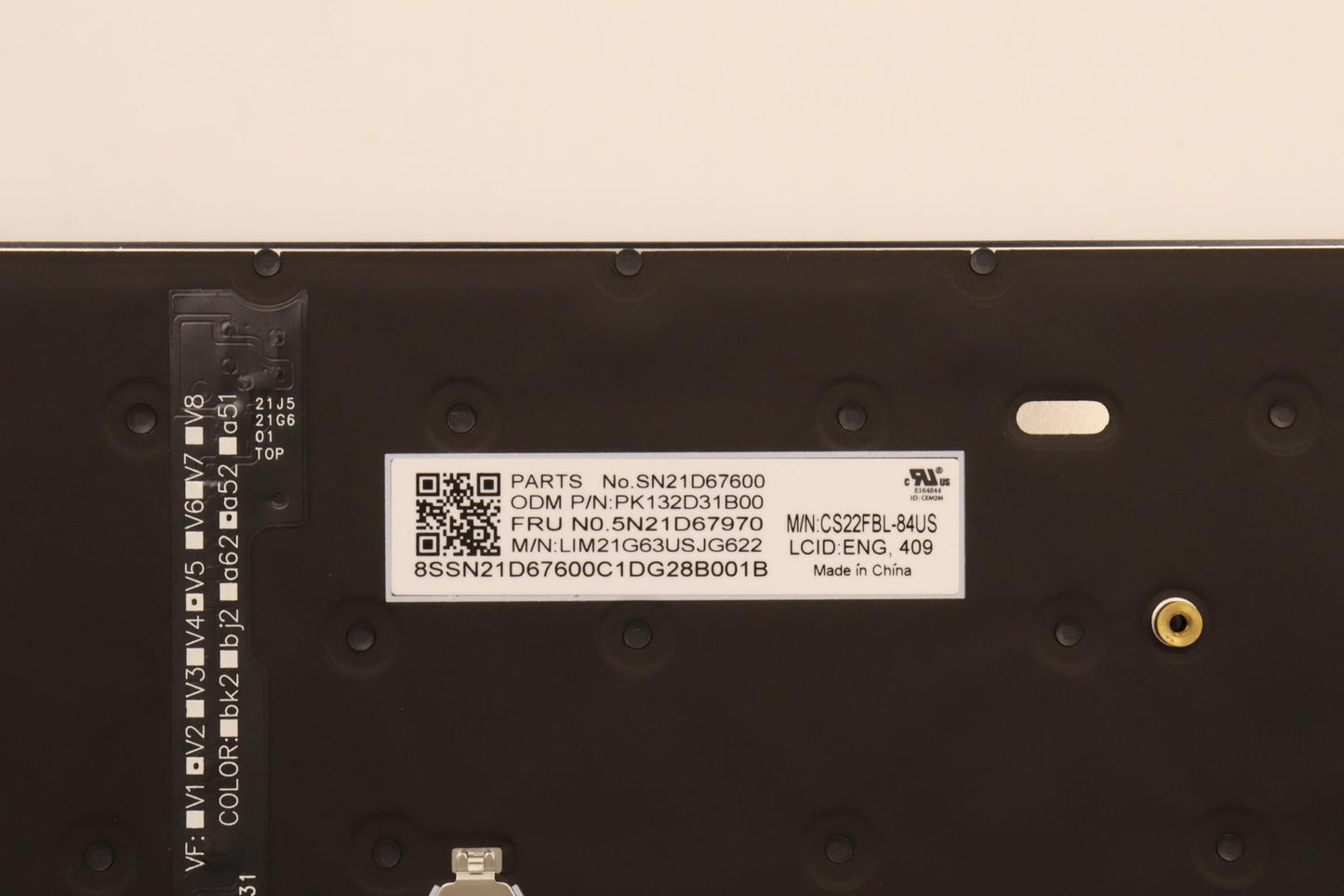 Lenovo Keyboard Internal, USA English, Black, Backlight - 5N21D67970