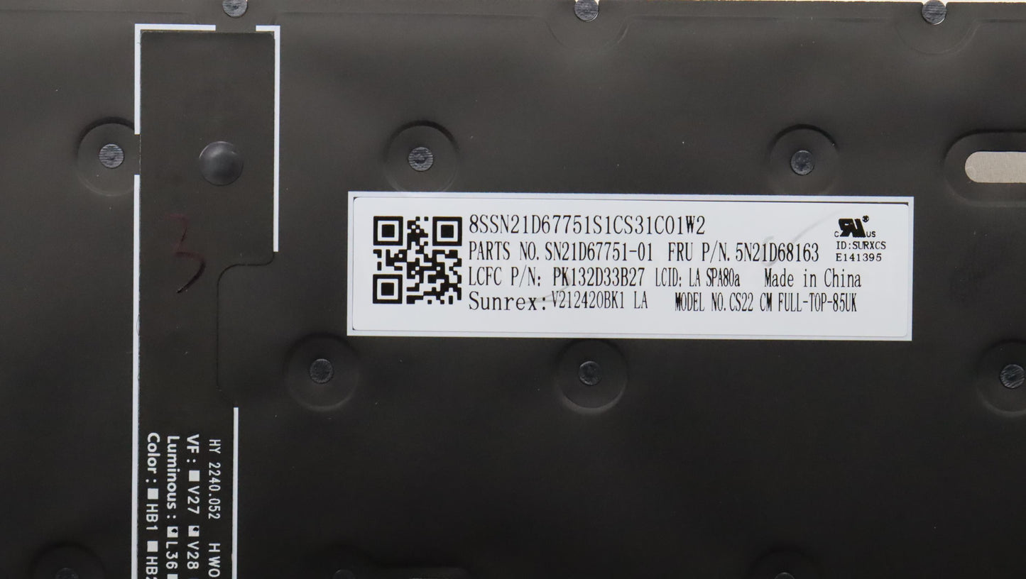 Lenovo Nb_Kyb Cs22 Fl Top,Bk-Bl,Srx,L - 5N21D68163