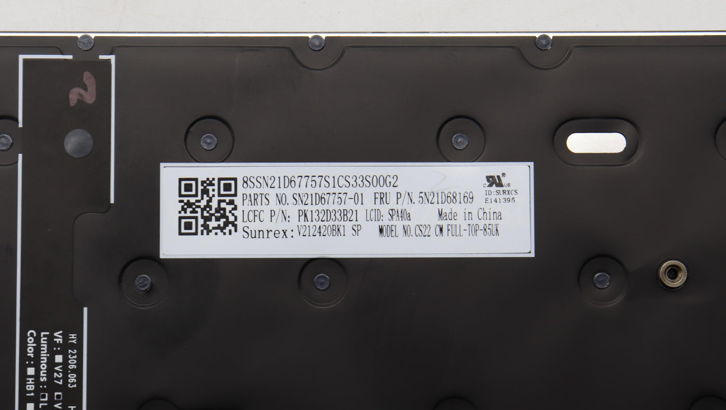 Lenovo Nb_Kyb Cs22 Fl Top,Bk-Bl,Srx,S - 5N21D68169