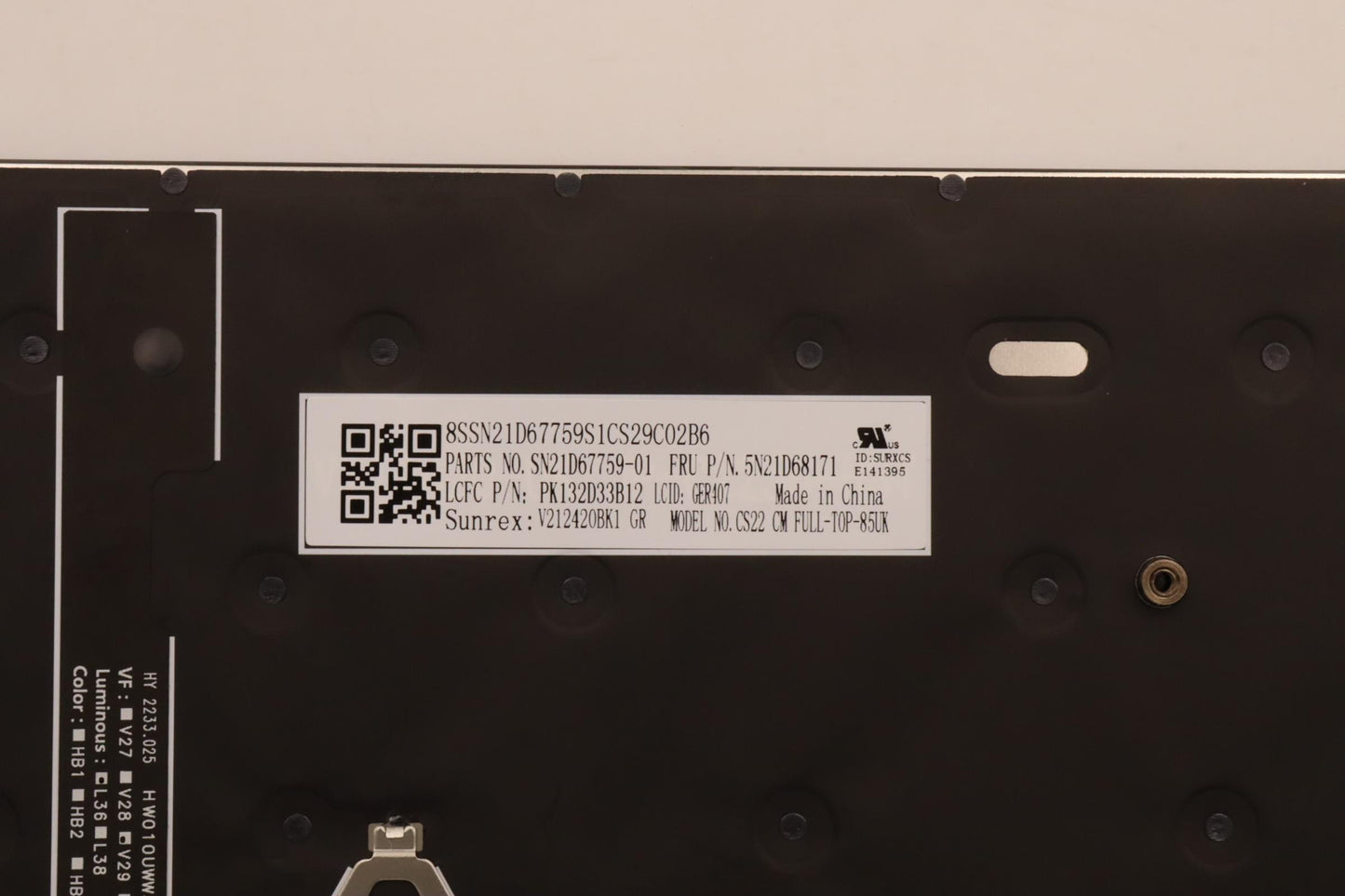 Lenovo Nb_Kyb Cs22 Fl Top,Bk-Bl,Srx,G - 5N21D68171