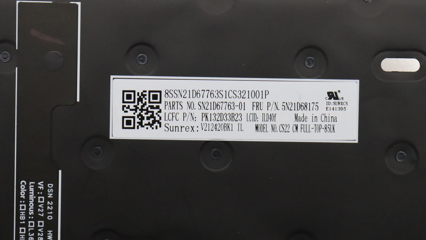Lenovo Nb_Kyb Cs22 Fl Top,Bk-Bl,Srx,I - 5N21D68175