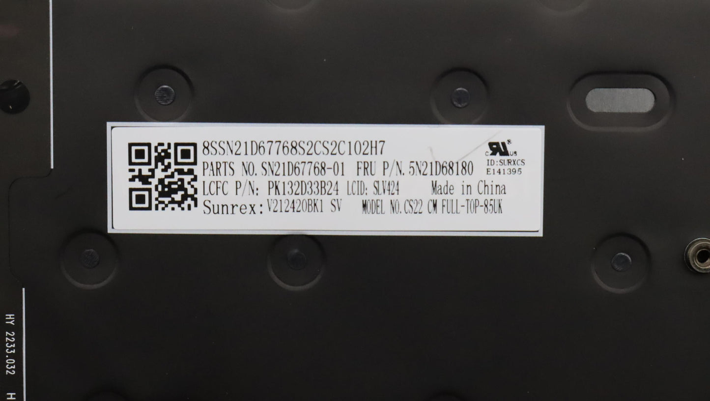 Lenovo Nb_Kyb Cs22 Fl Top,Bk-Bl,Srx,S - 5N21D68180
