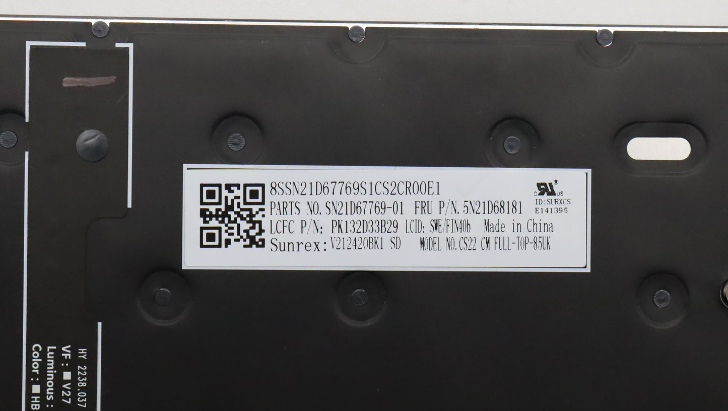 Lenovo Nb_Kyb Cs22 Fl Top,Bk-Bl,Srx,S - 5N21D68181