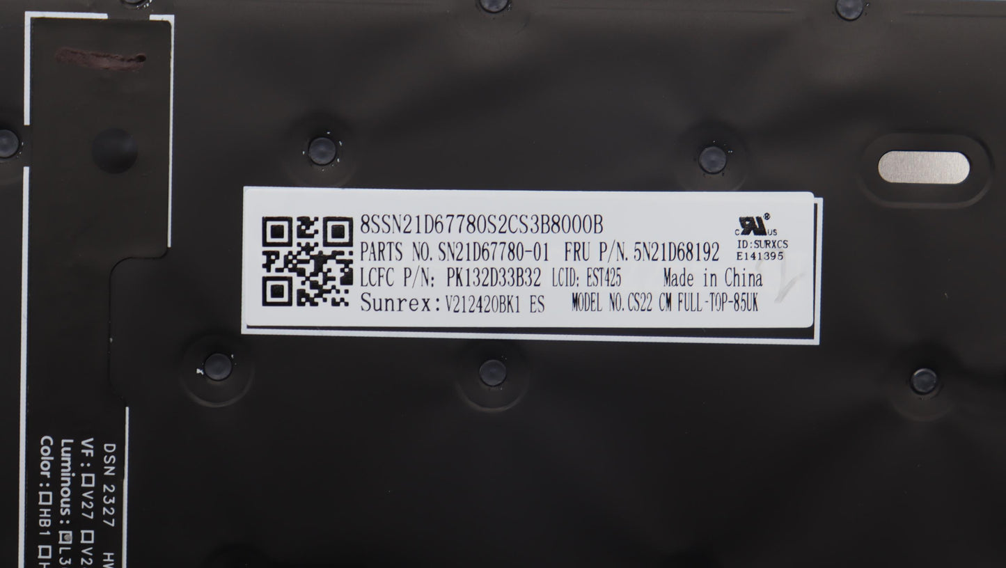 Lenovo Nb_Kyb Cs22 Fl Top,Bk-Bl,Srx,E - 5N21D68192