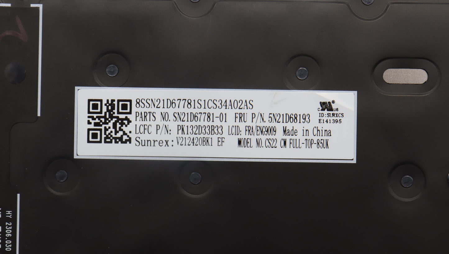 Lenovo Nb_Kyb Cs22 Fl Top,Bk-Bl,Srx,F - 5N21D68193