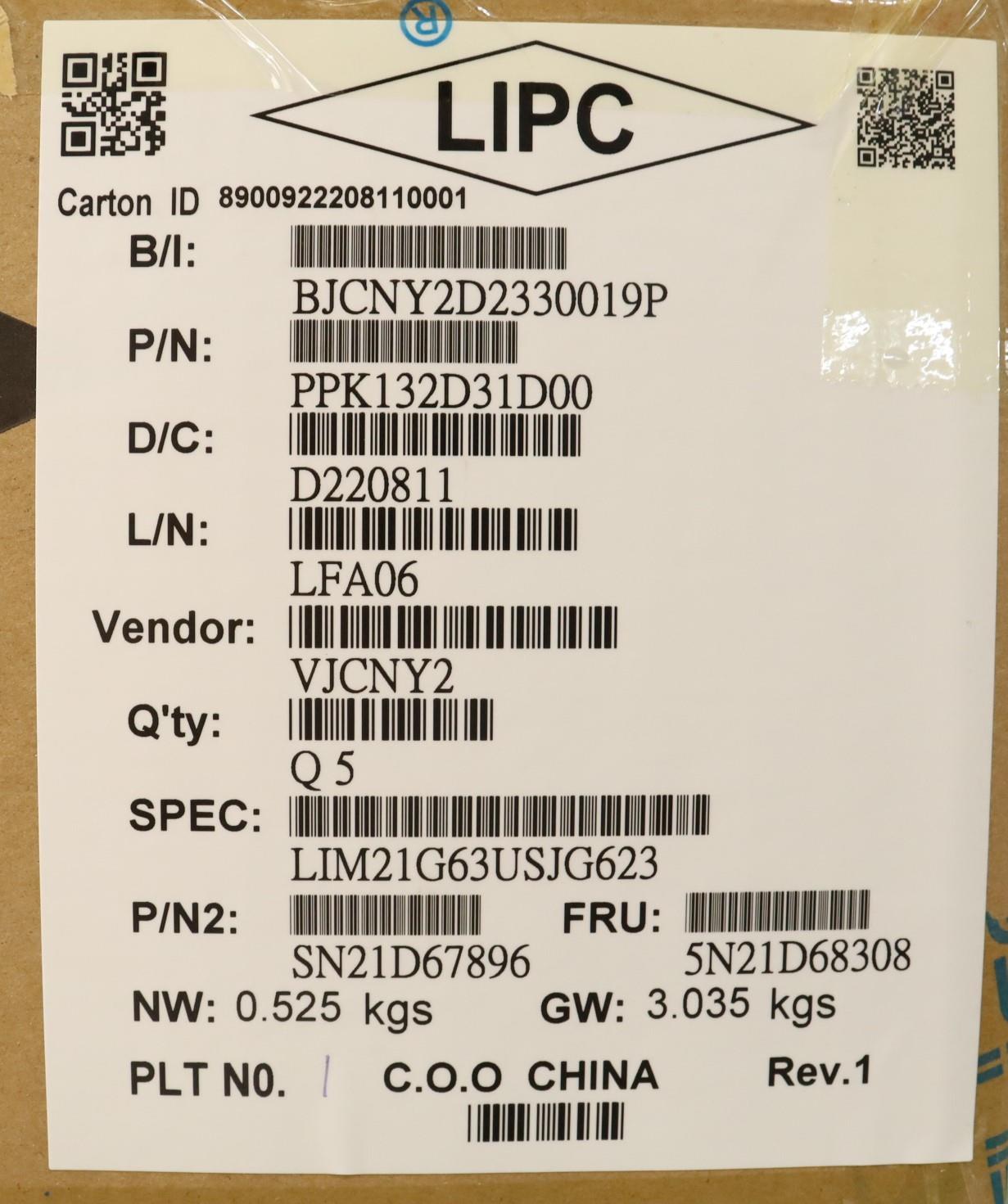 Lenovo Internal Keyboard, USA English Layout, Backlit, Grey - 5N21D68308