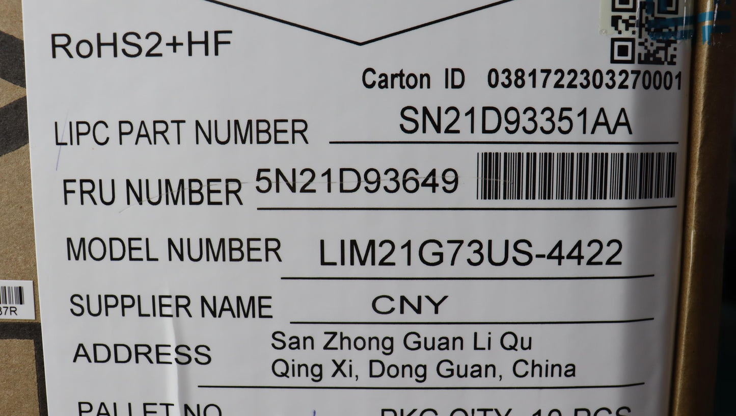 Lenovo CS22 Non-Backlit Top Cover, Black, Chicony, English - 5N21D93649